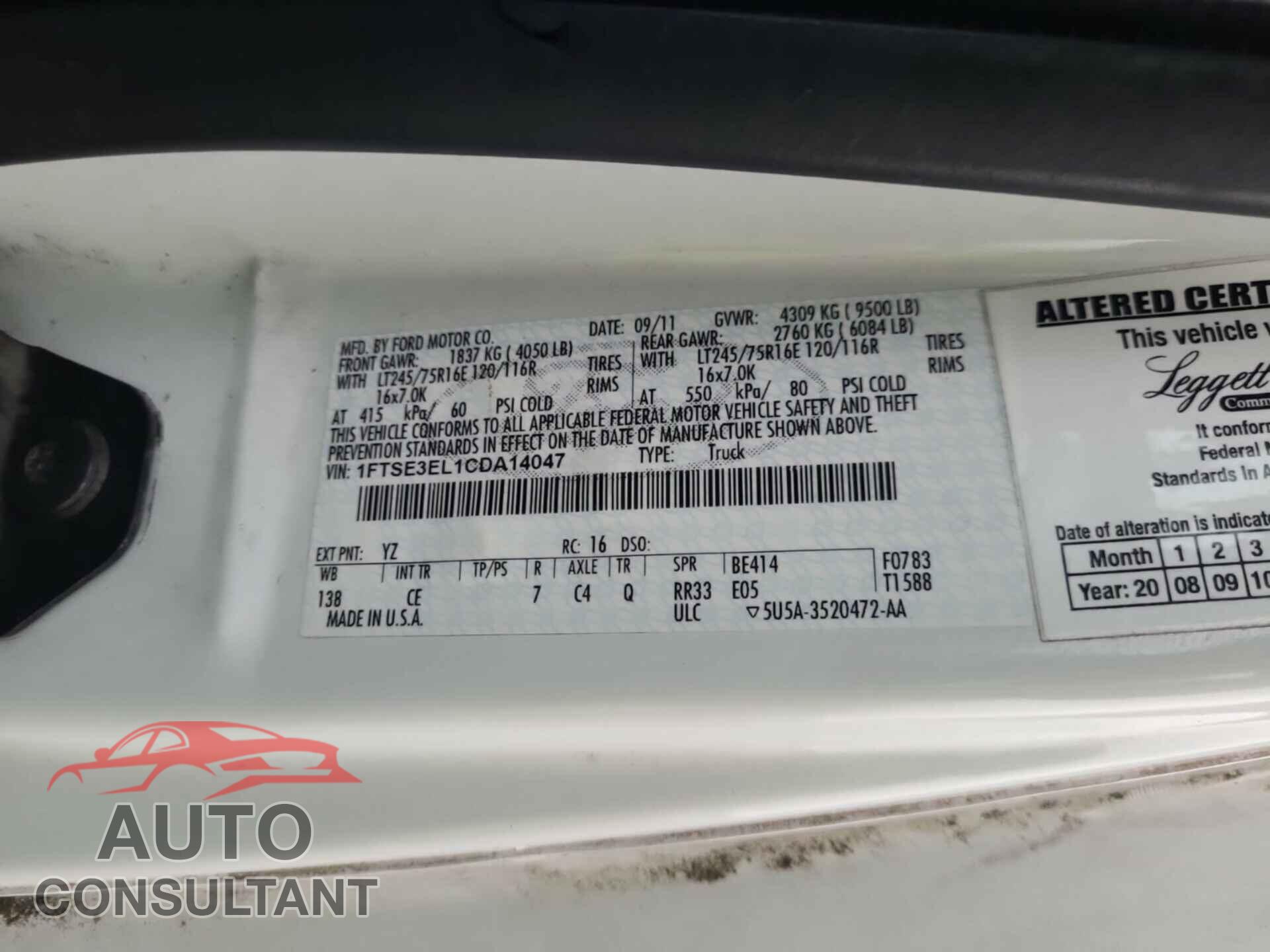 FORD ECONOLINE 2012 - 1FTSE3EL1CDA14047