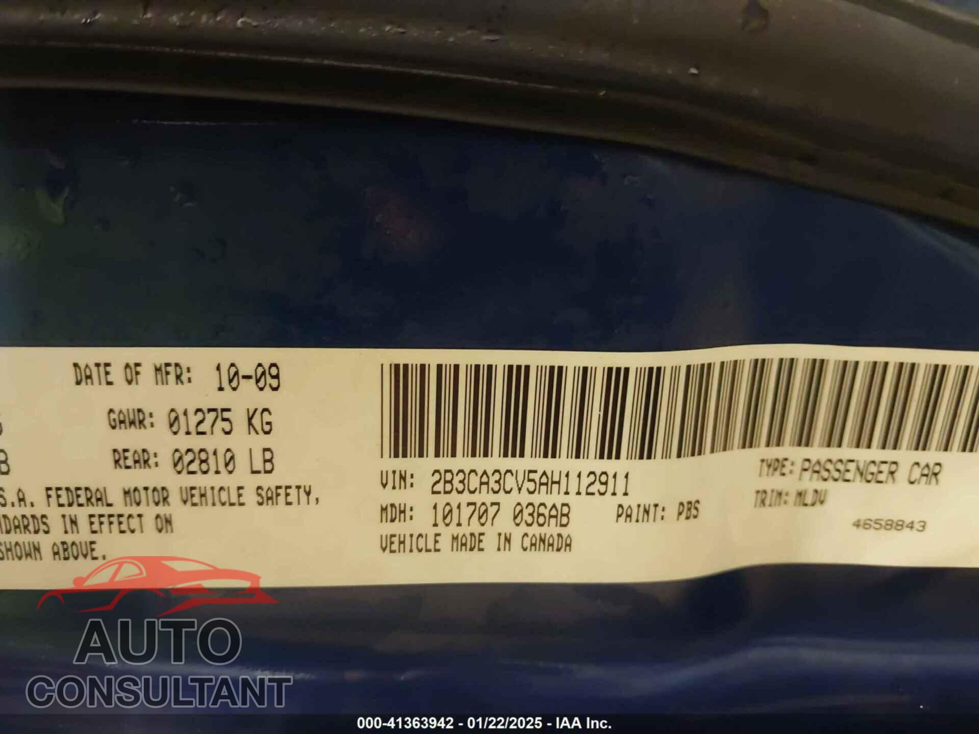 DODGE CHARGER 2010 - 2B3CA3CV5AH112911