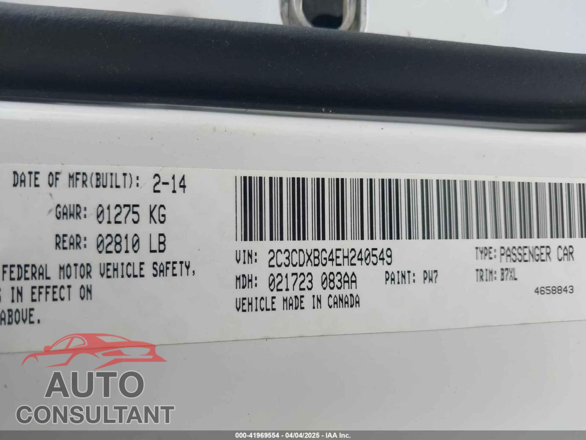 DODGE CHARGER 2014 - 2C3CDXBG4EH240549
