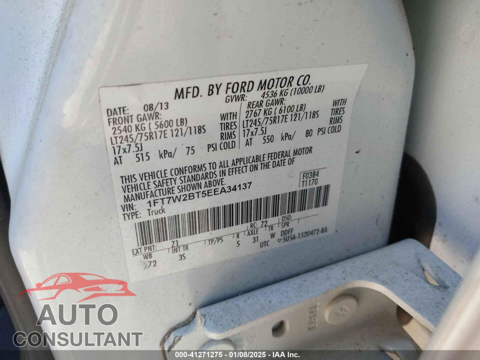 FORD F-250 2014 - 1FT7W2BT5EEA34137