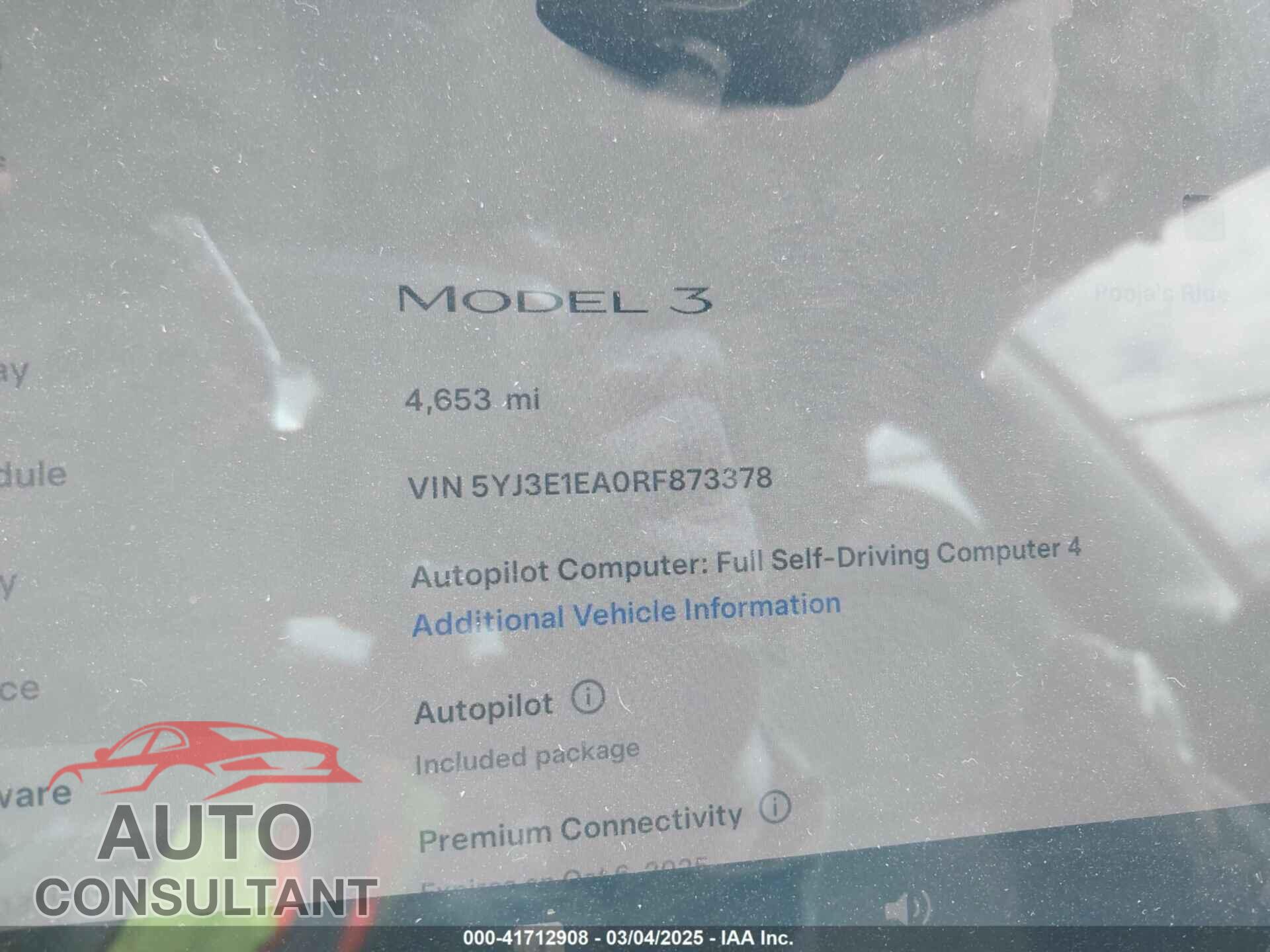 TESLA MODEL 3 2024 - 5YJ3E1EA0RF873378