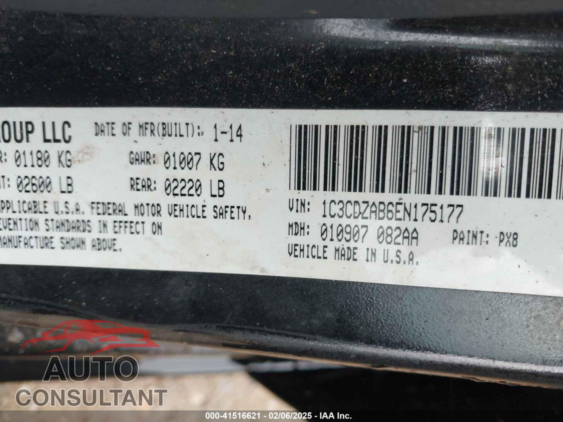 DODGE AVENGER 2014 - 1C3CDZAB6EN175177