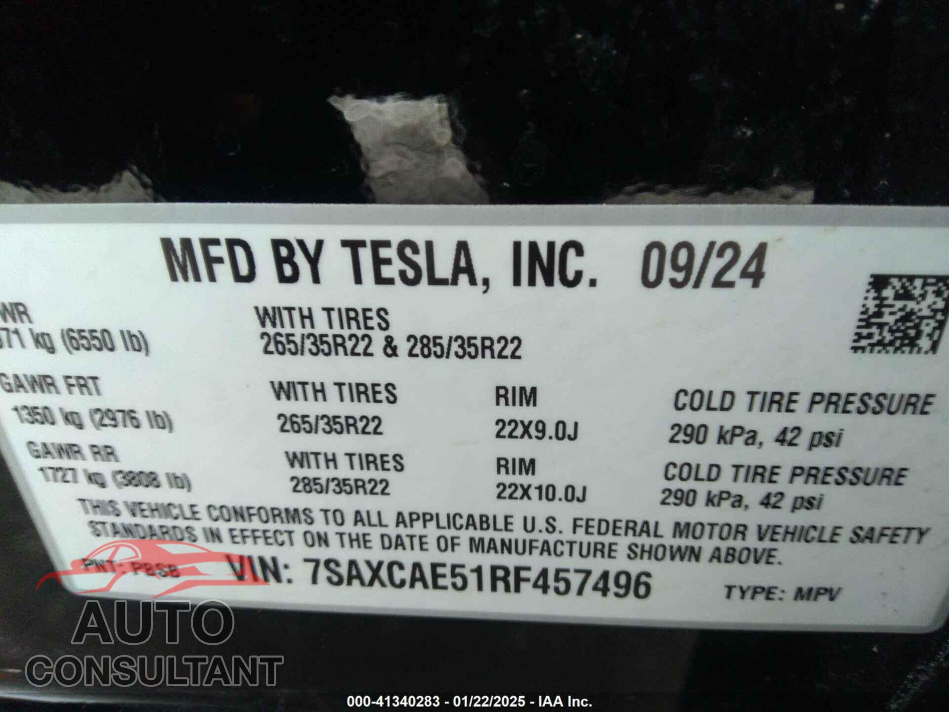 TESLA MODEL X 2024 - 7SAXCAE51RF457496