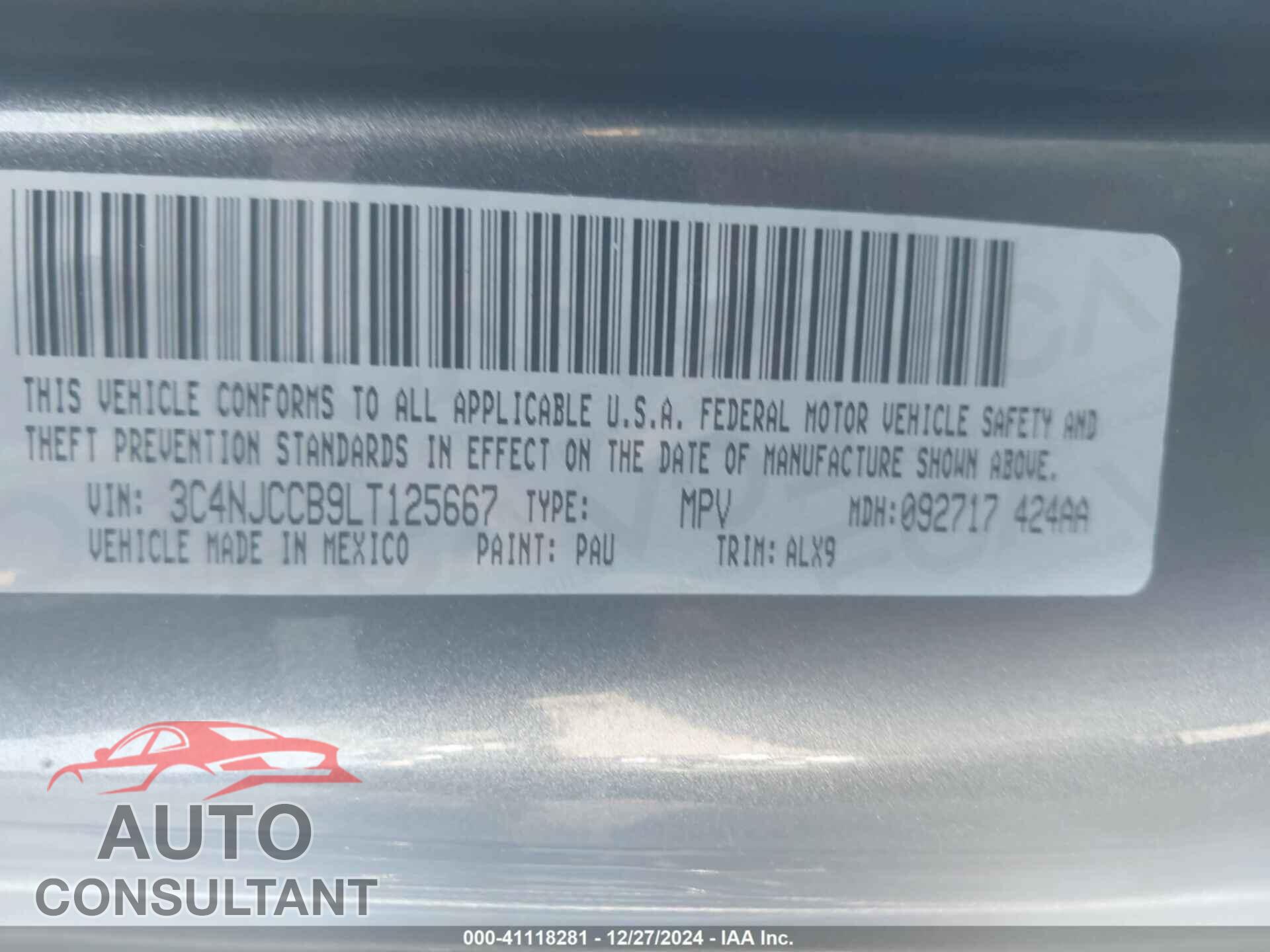 JEEP COMPASS 2020 - 3C4NJCCB9LT125667