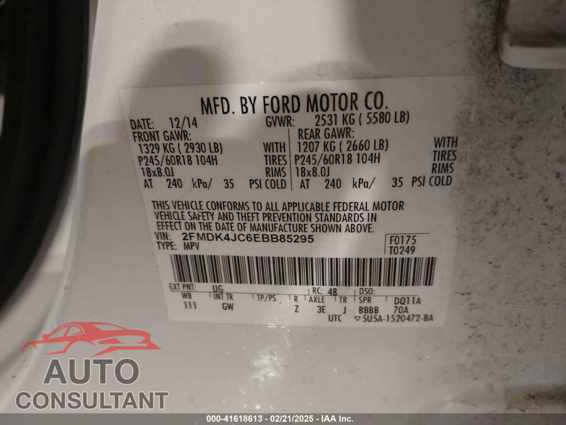 FORD EDGE 2014 - 2FMDK4JC6EBB85295