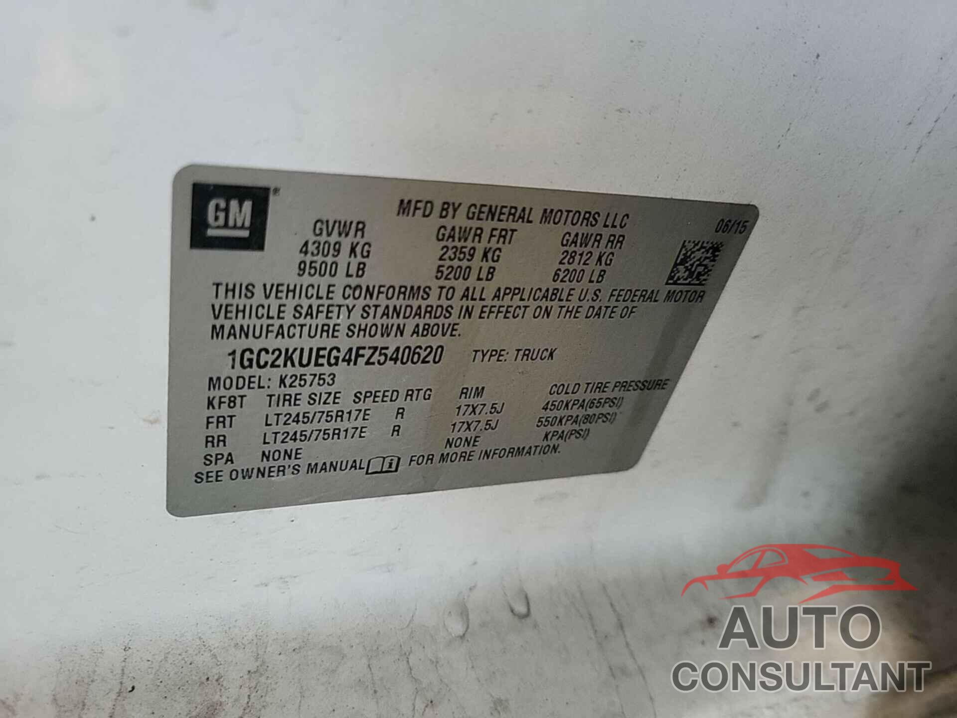 CHEVROLET SILVERADO 2015 - 1GC2KUEG4FZ540620