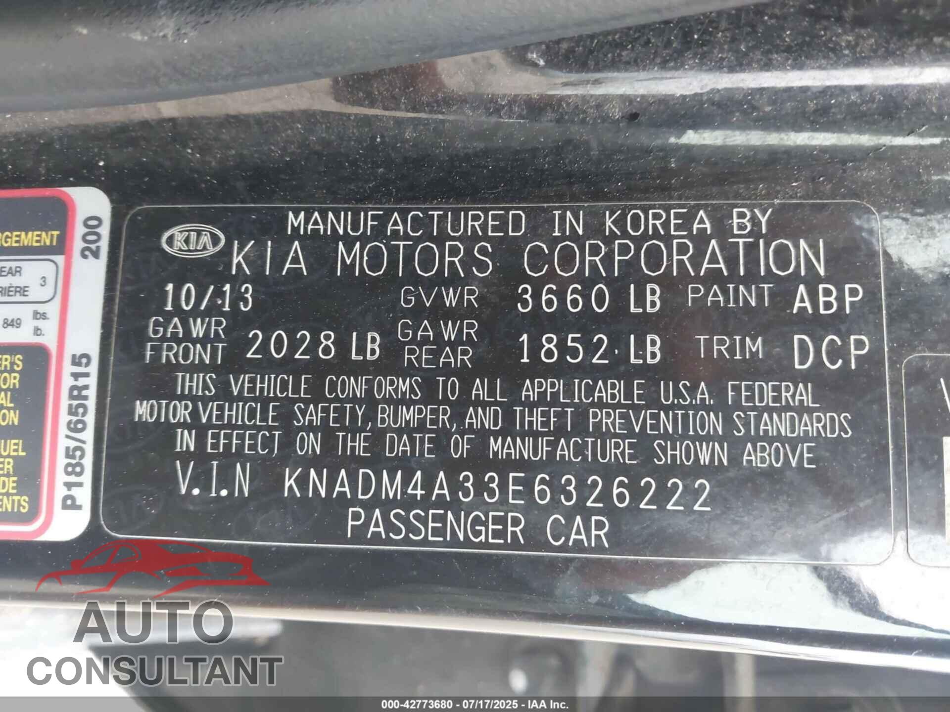 KIA RIO 2014 - KNADM4A33E6326222