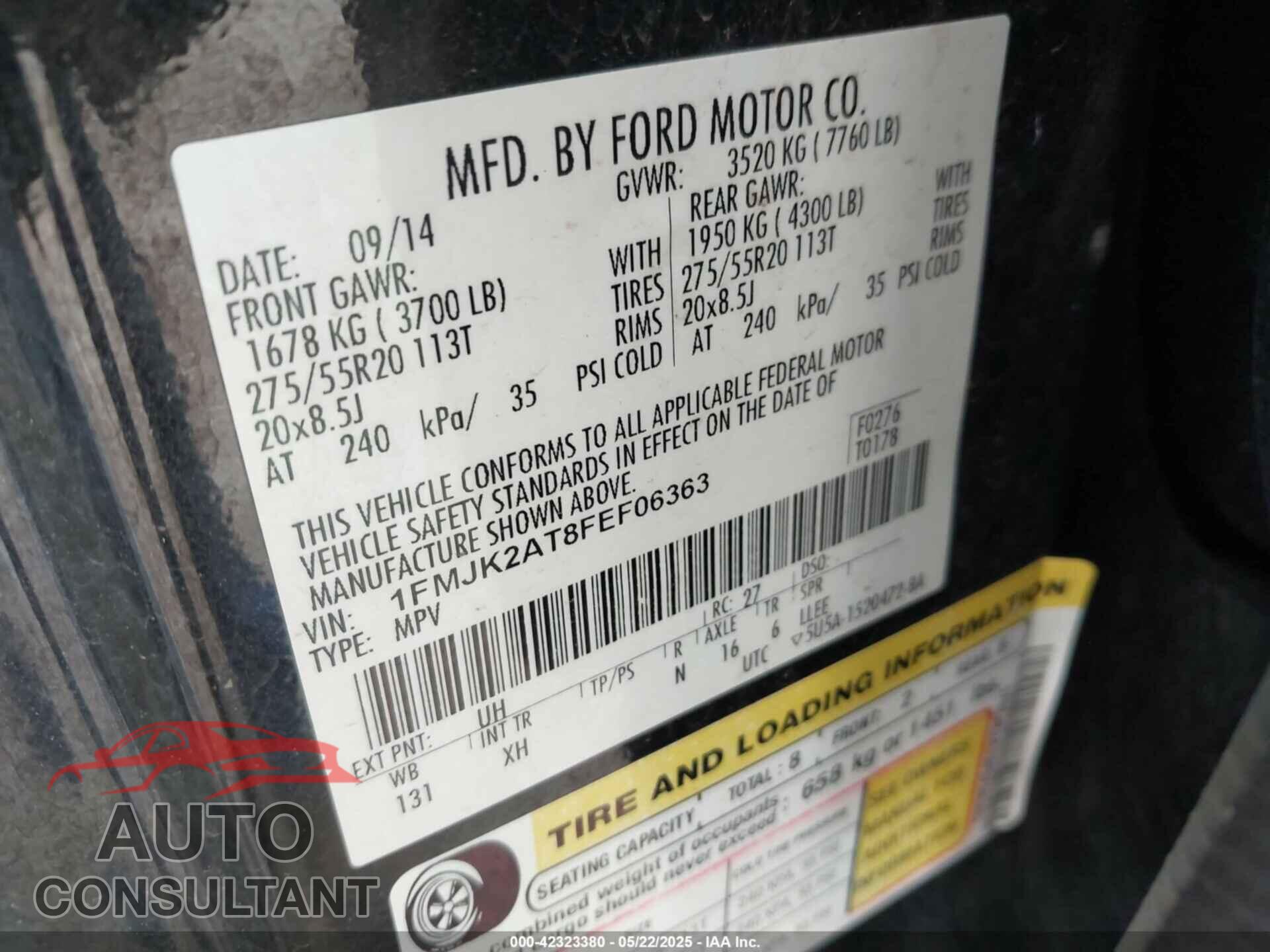FORD EXPEDITION EL 2015 - 1FMJK2AT8FEF06363