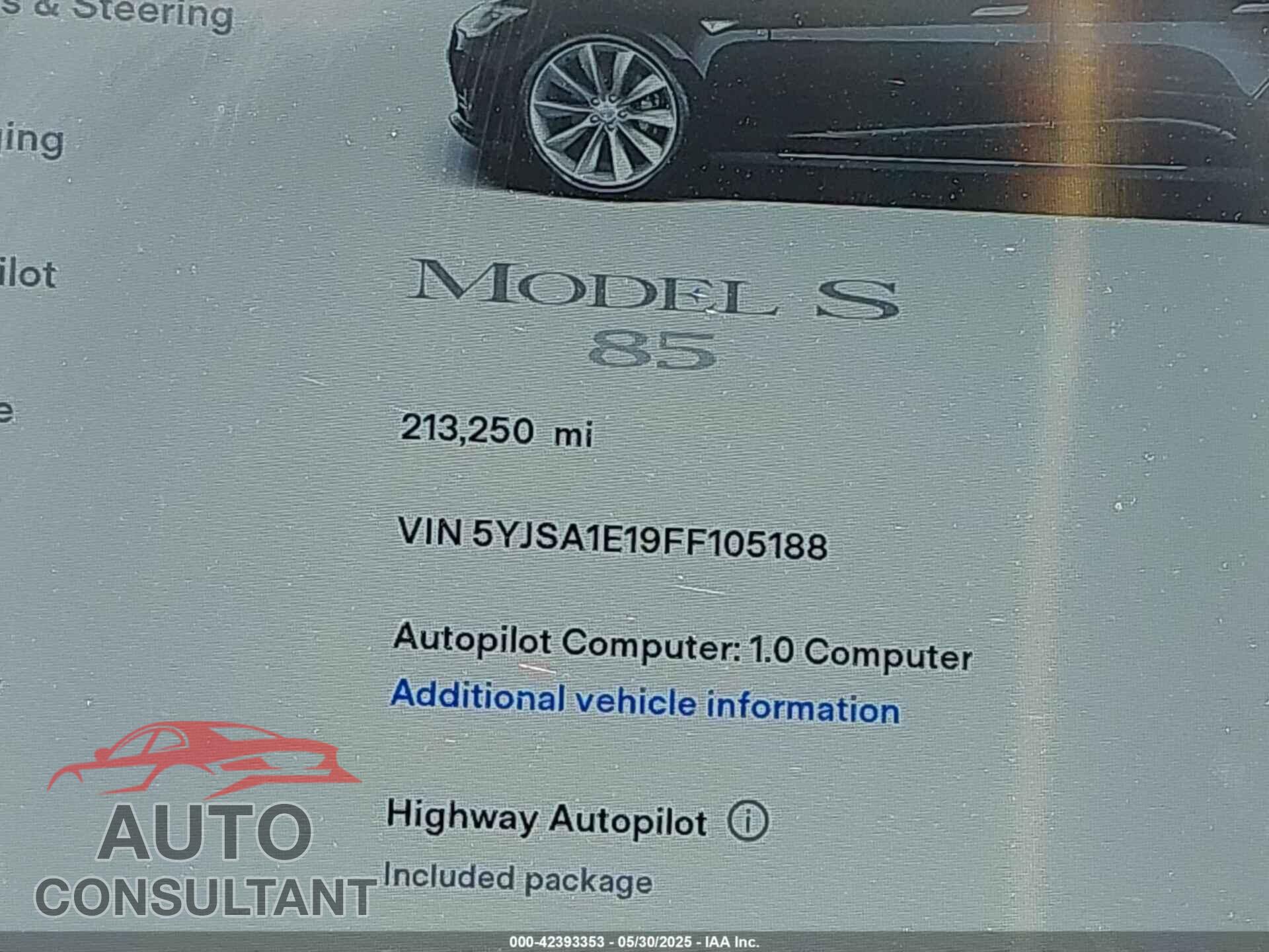 TESLA MODEL S 2015 - 5YJSA1E19FF105188