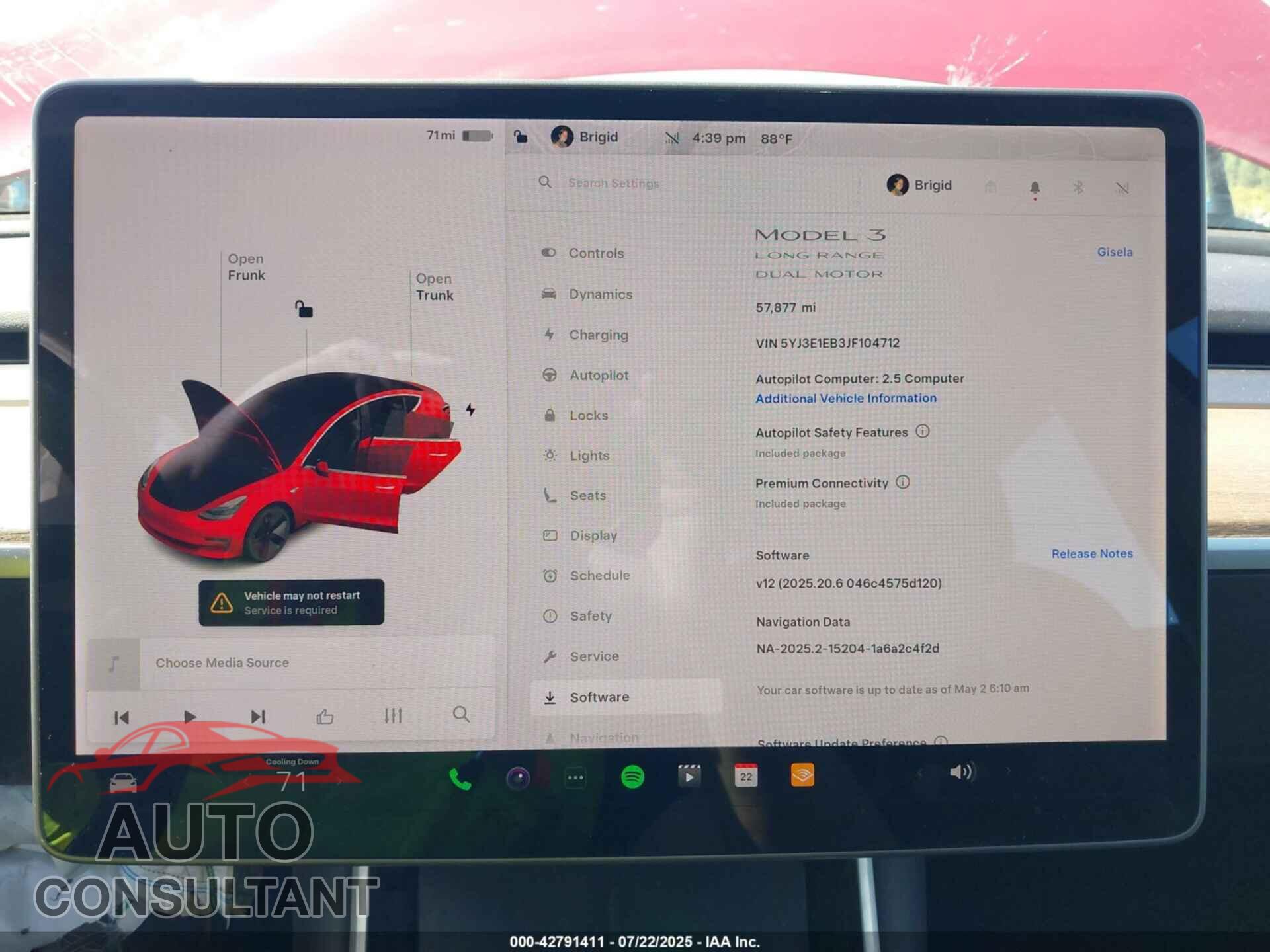 TESLA MODEL 3 2018 - 5YJ3E1EB3JF104712
