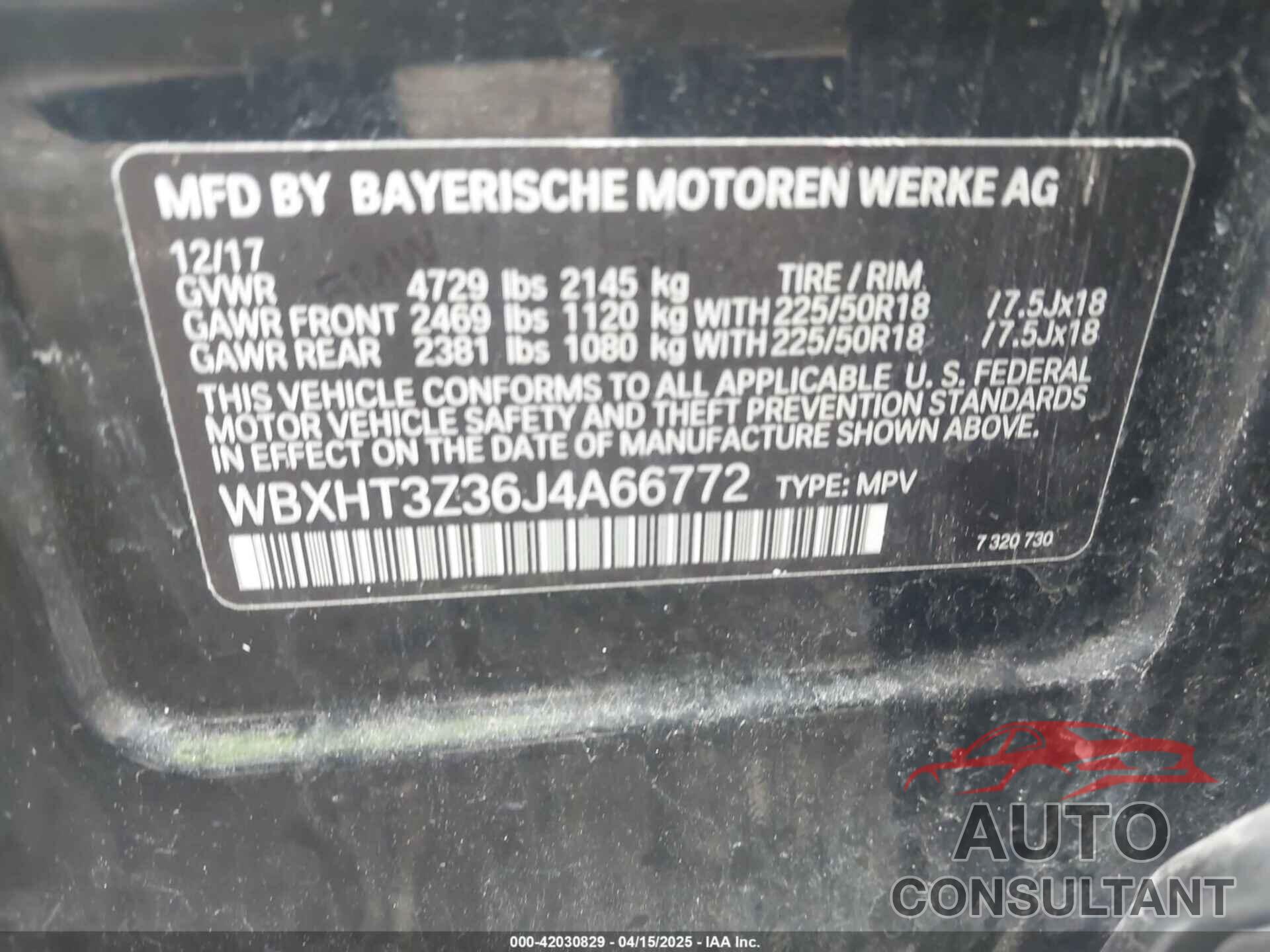 BMW X1 2018 - WBXHT3Z36J4A66772