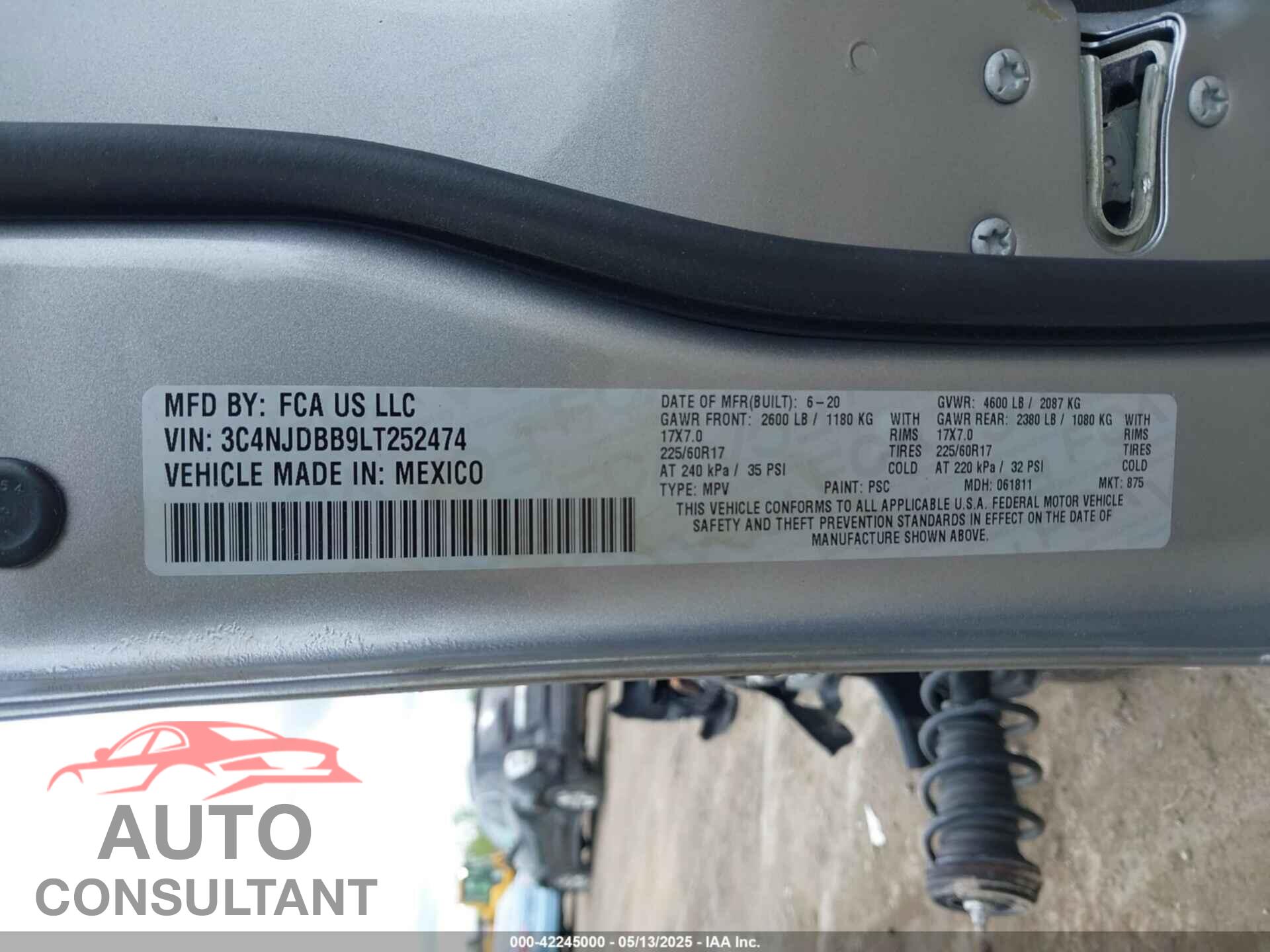 JEEP COMPASS 2020 - 3C4NJDBB9LT252474