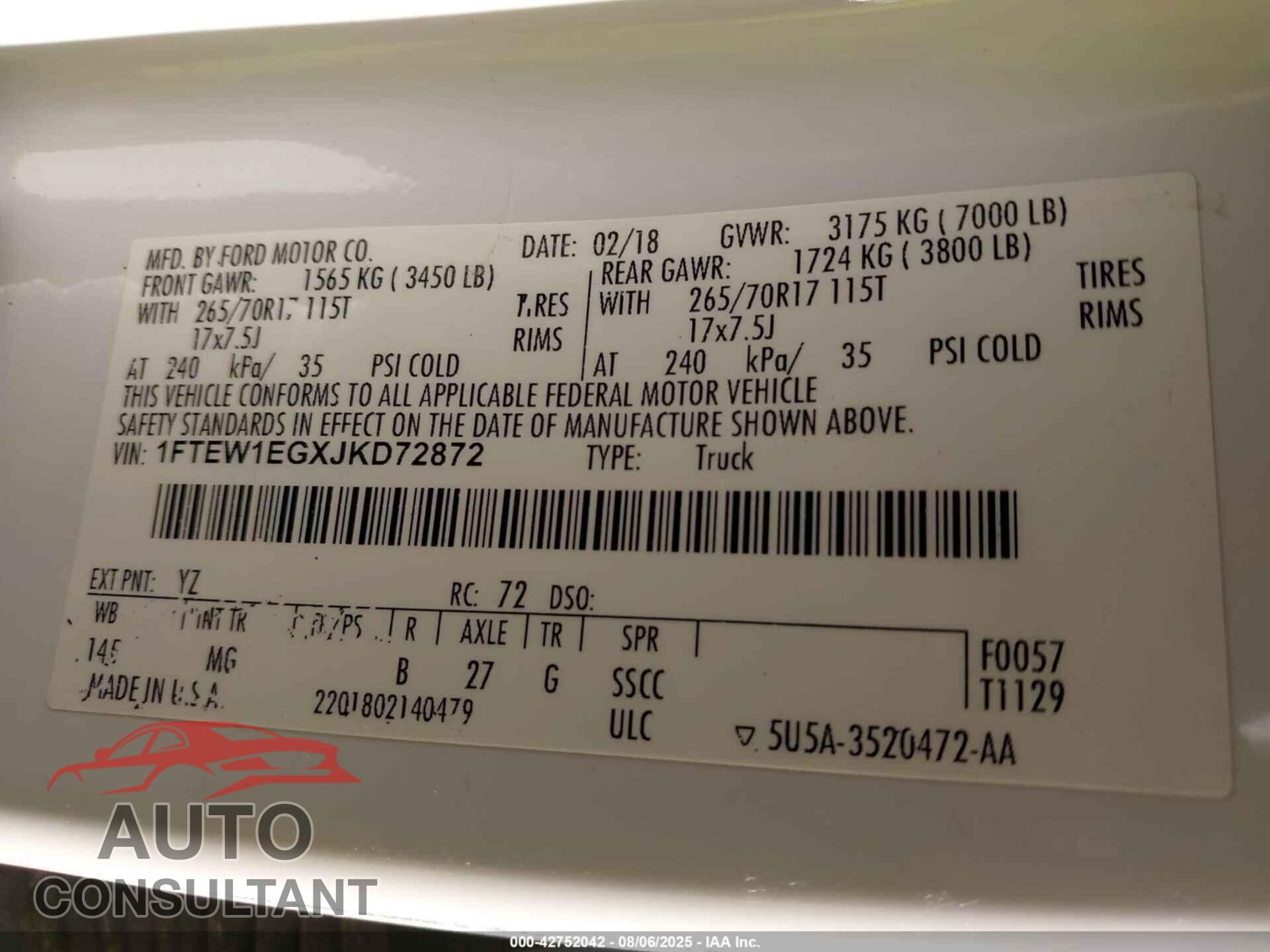 FORD F-150 2018 - 1FTEW1EGXJKD72872