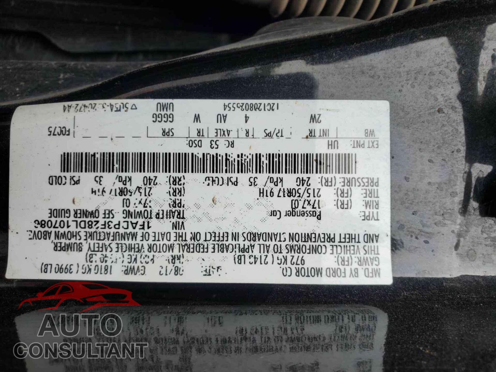 FORD FOCUS 2013 - 1FADP3F28DL107086