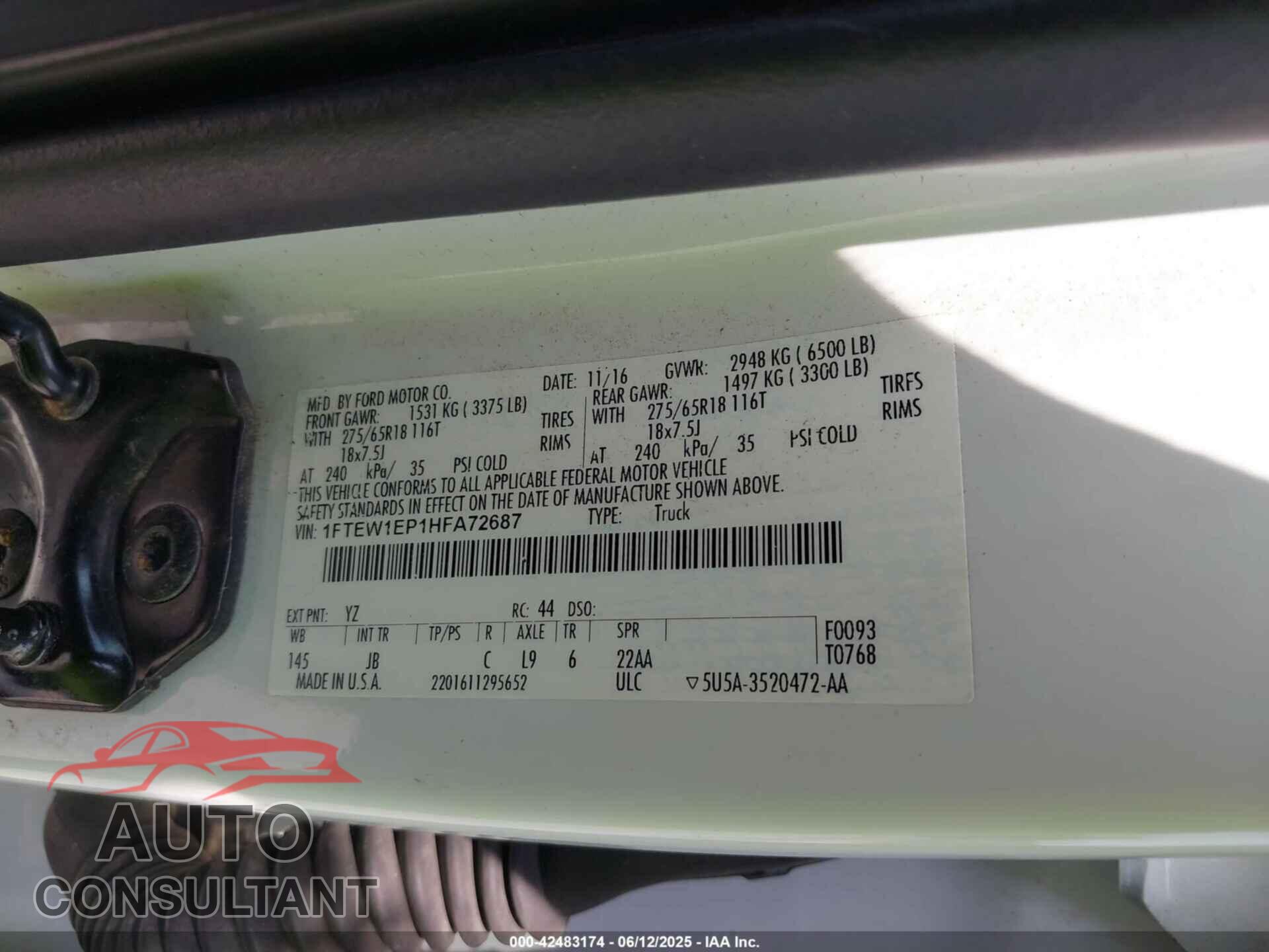 FORD F-150 2017 - 1FTEW1EP1HFA72687