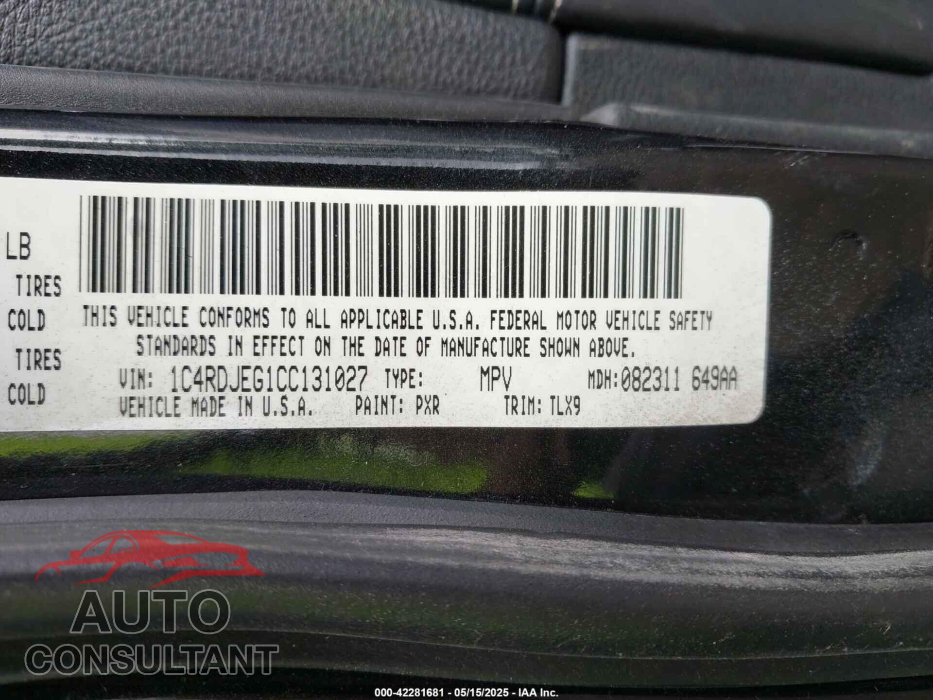 DODGE DURANGO 2012 - 1C4RDJEG1CC131027