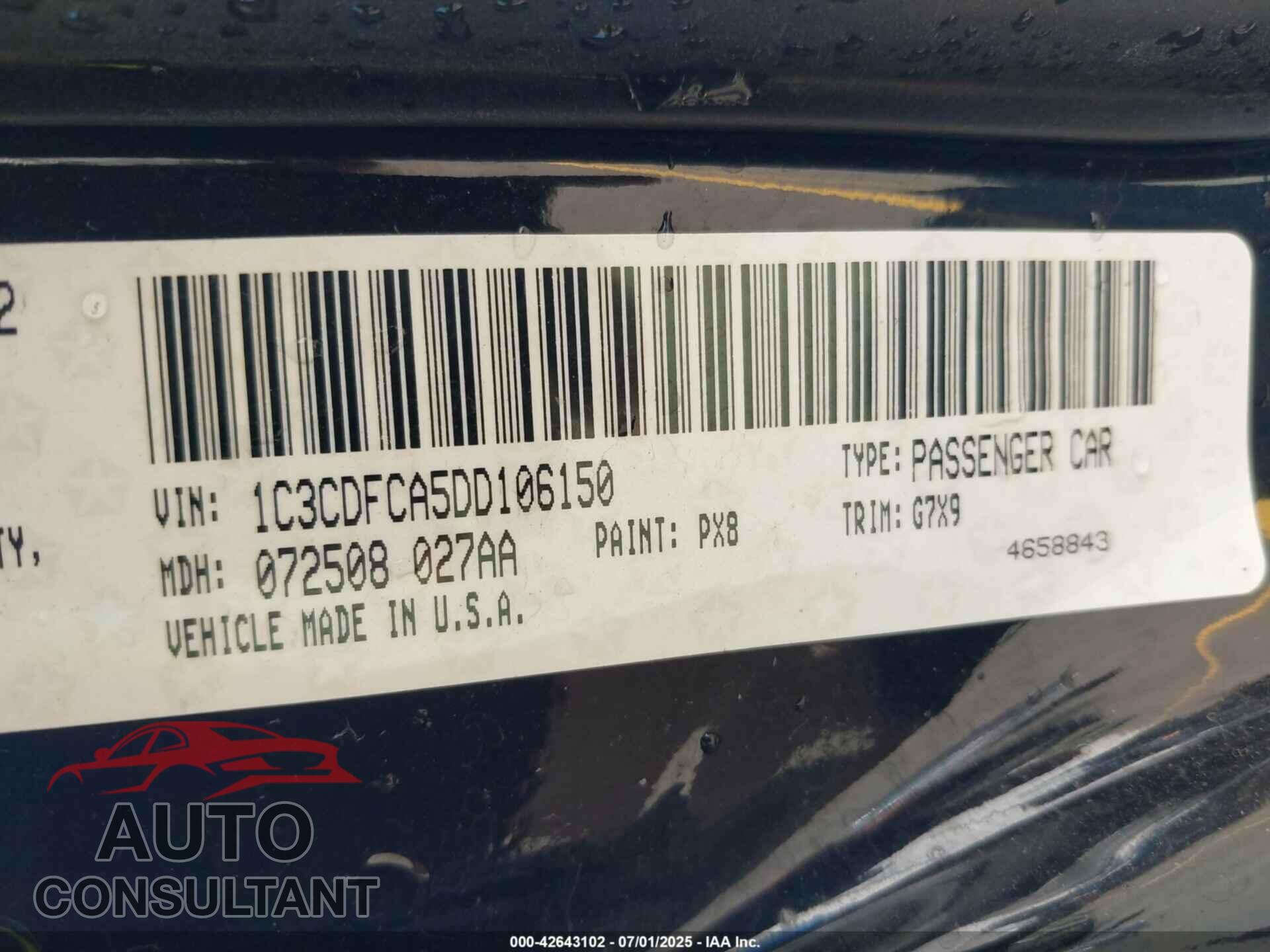 DODGE DART 2013 - 1C3CDFCA5DD106150