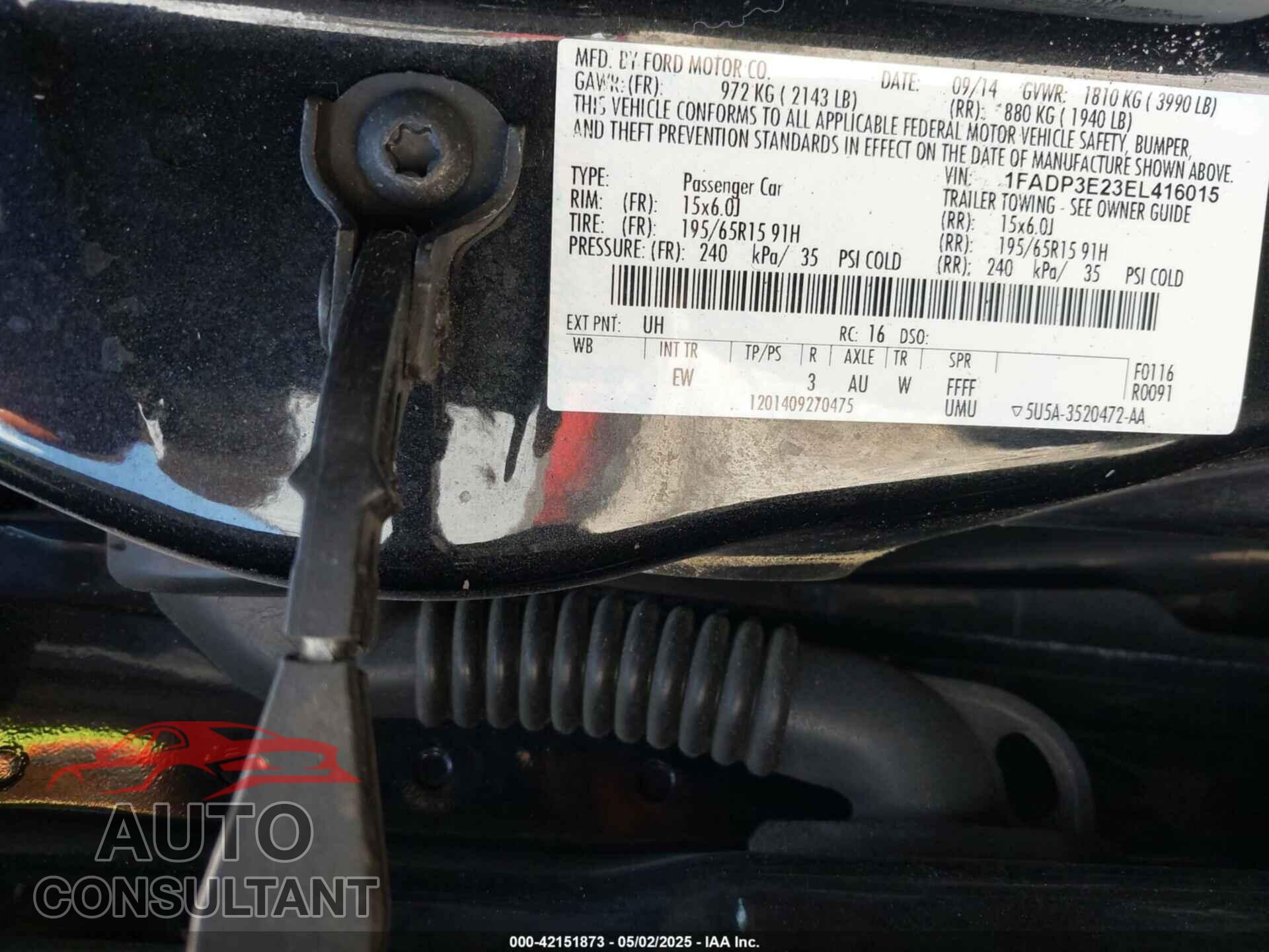 FORD FOCUS 2014 - 1FADP3E23EL416015