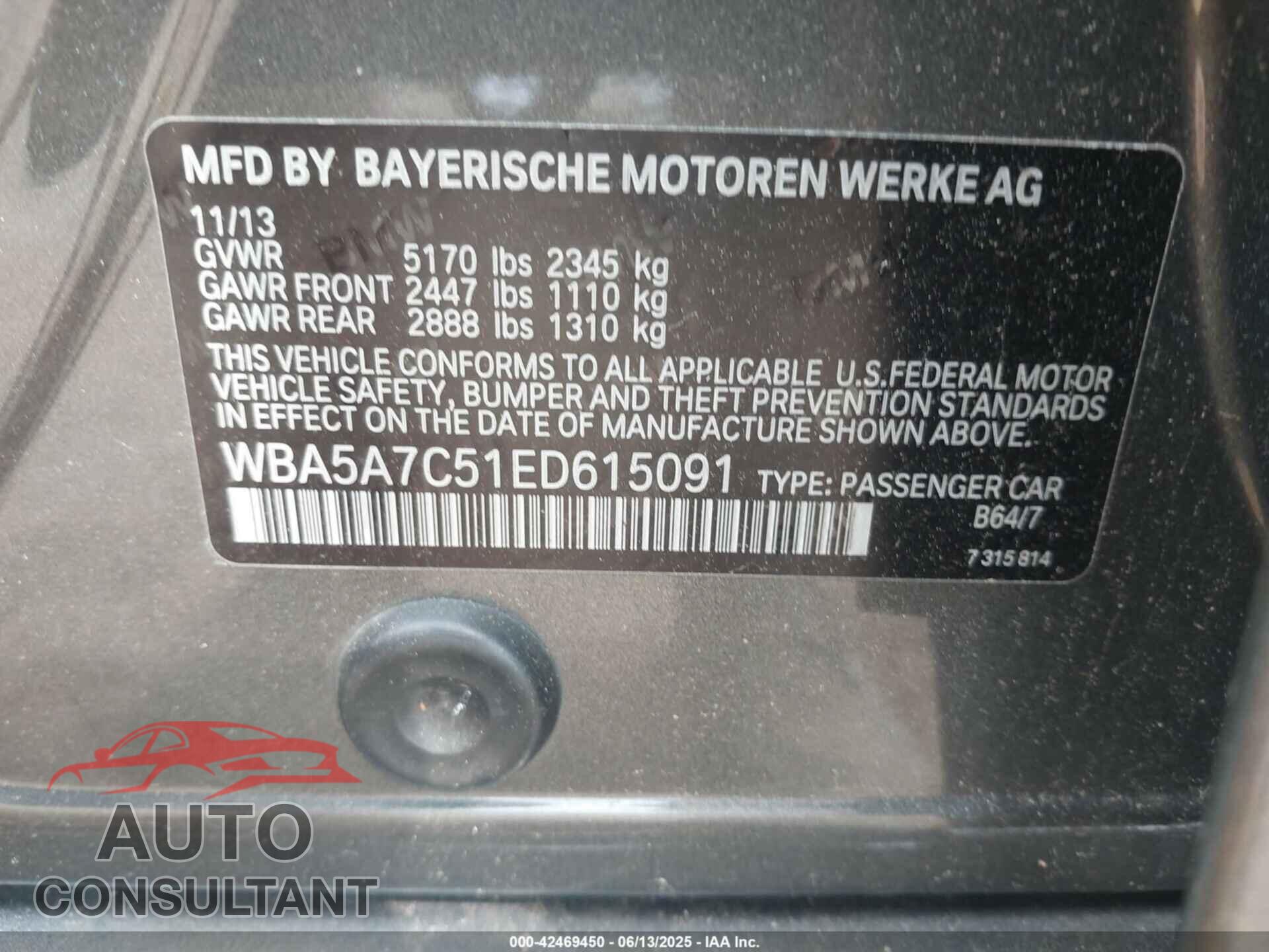 BMW 528I 2014 - WBA5A7C51ED615091