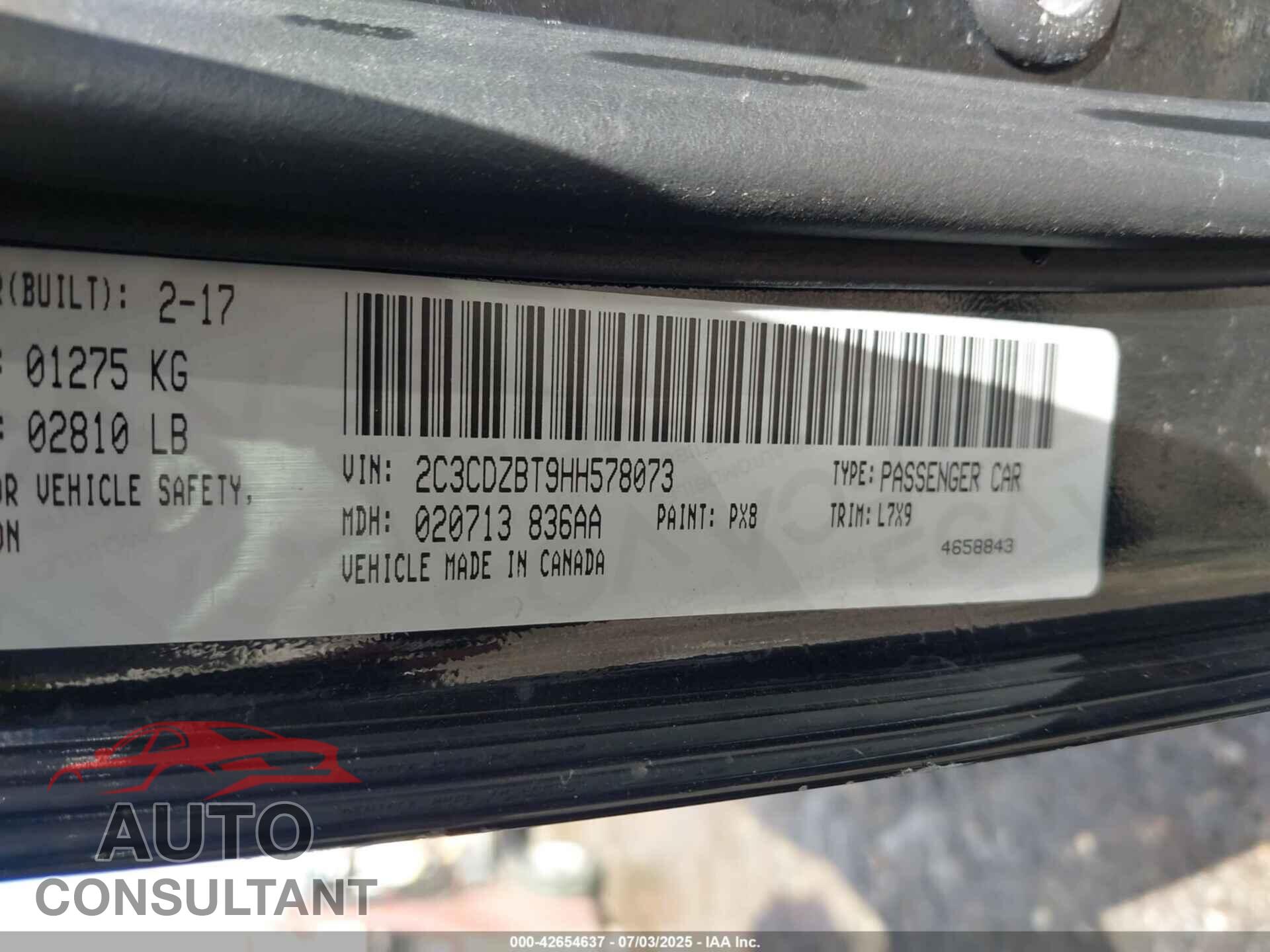DODGE CHALLENGER 2017 - 2C3CDZBT9HH578073
