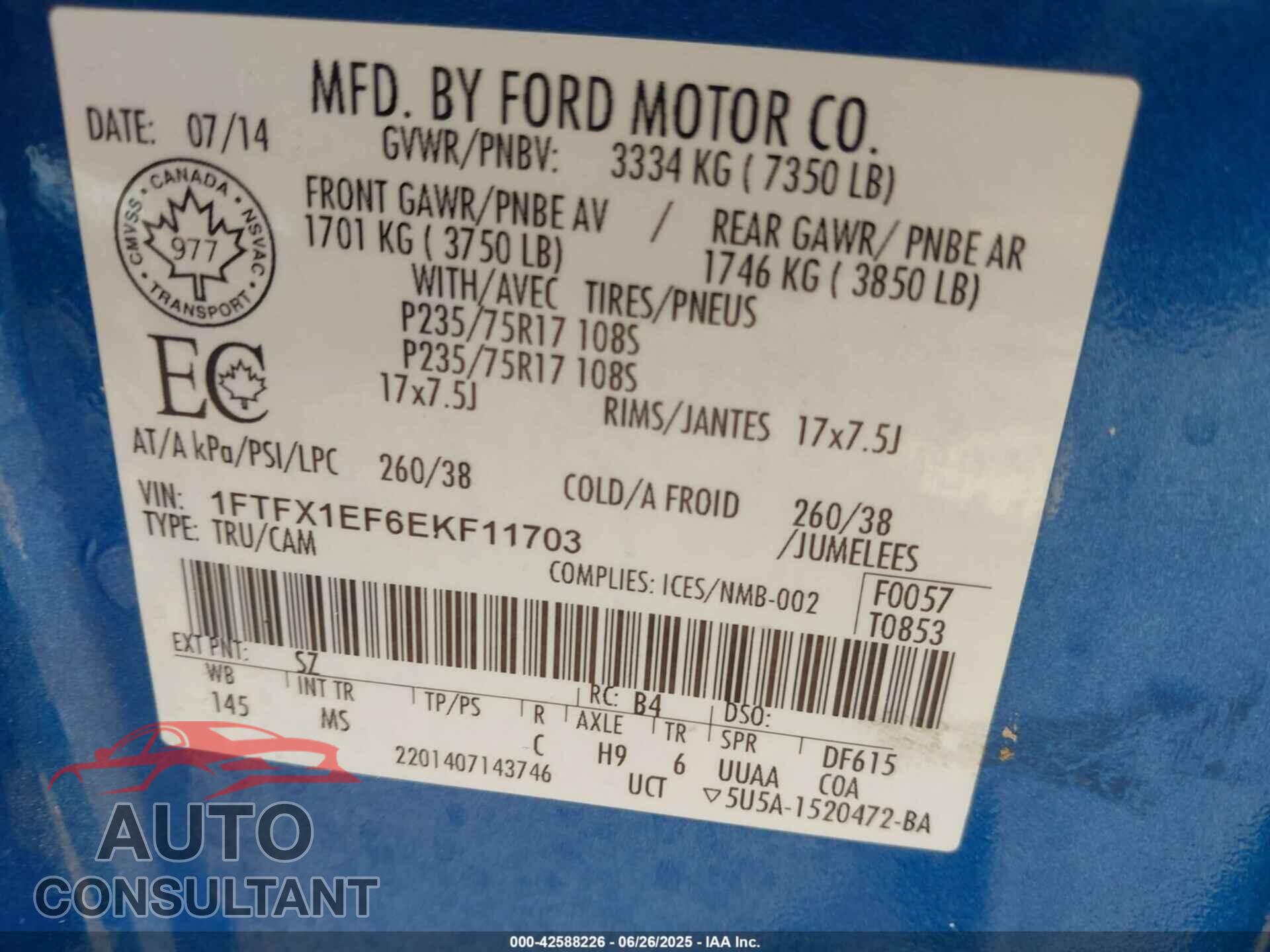 FORD F-150 2014 - 1FTFX1EF6EKF11703