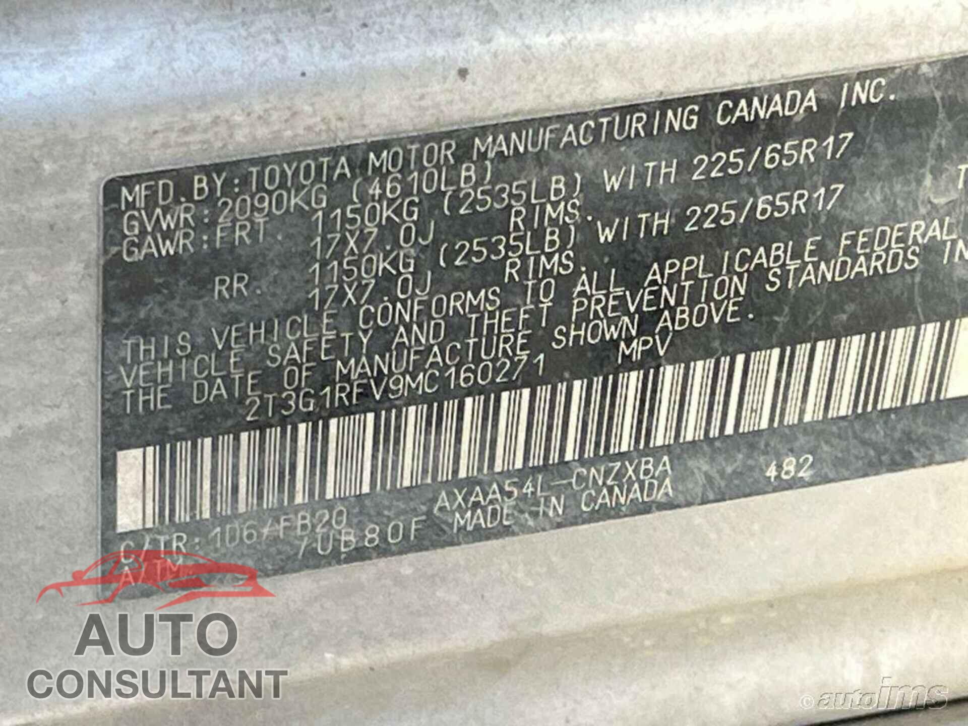 TOYOTA RAV4 2021 - 2T3G1RFV9MC160271