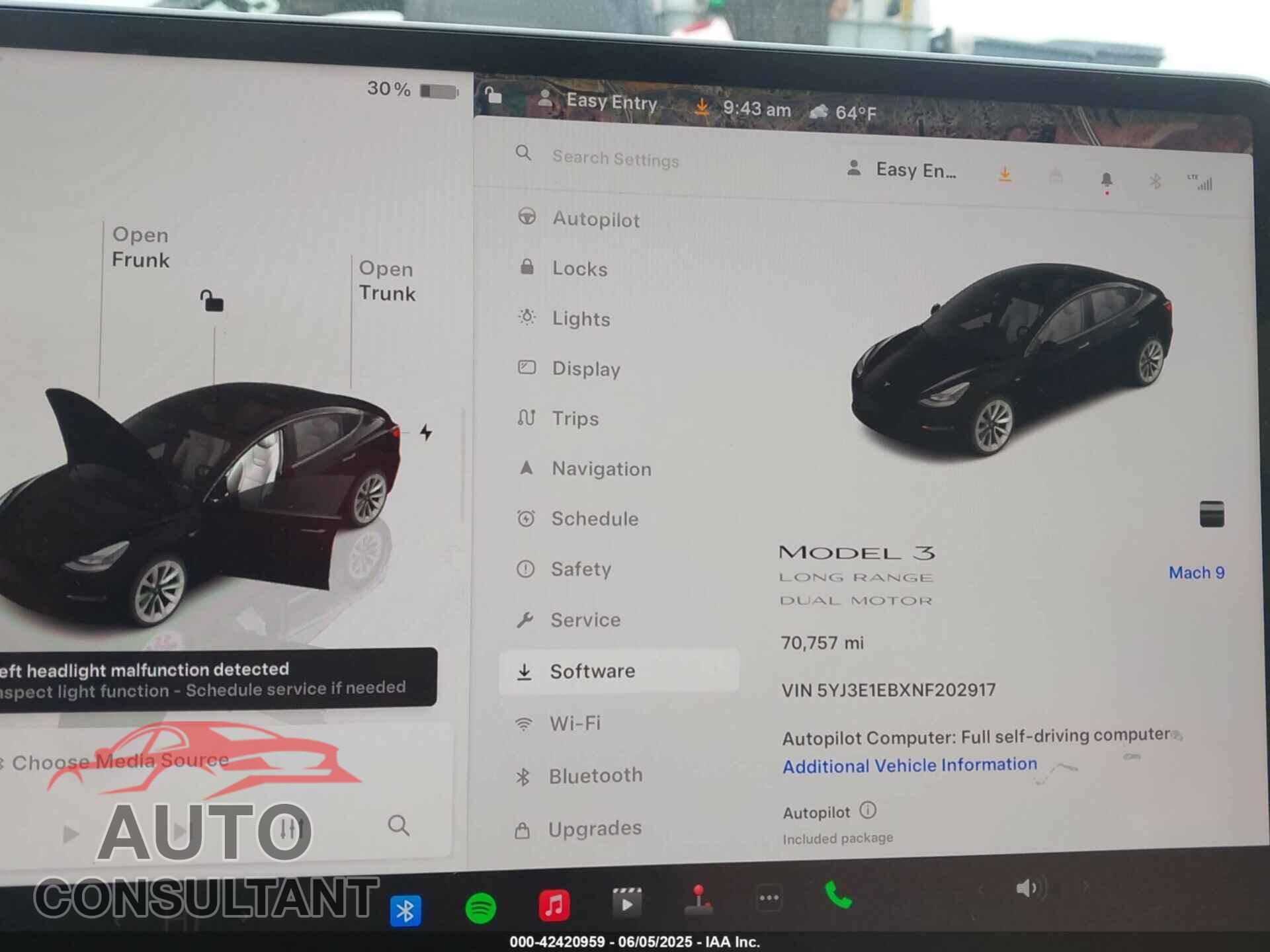 TESLA MODEL 3 2022 - 5YJ3E1EBXNF202917