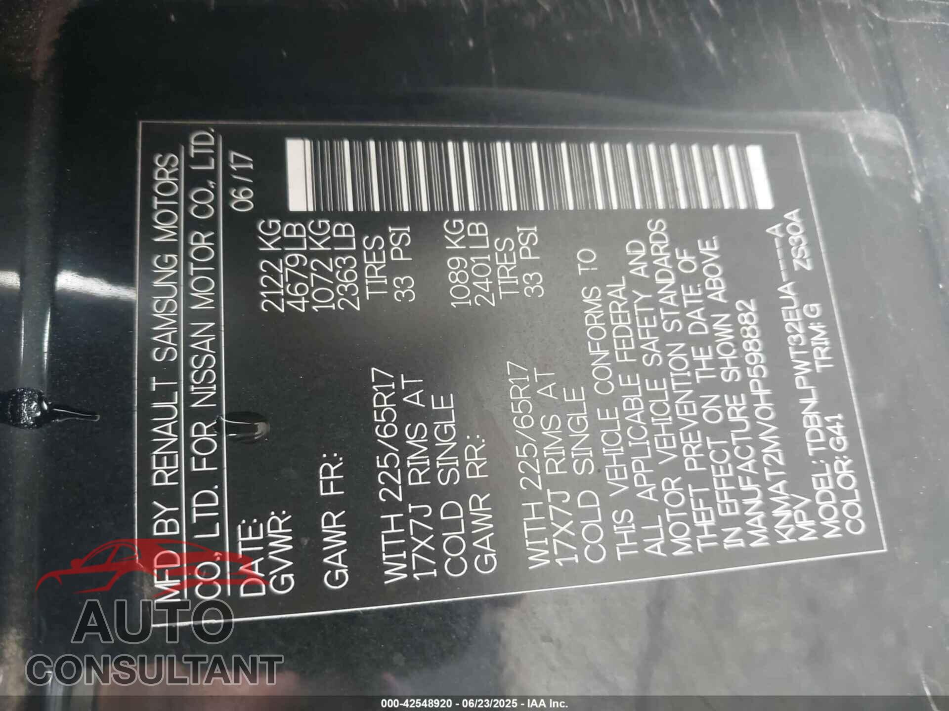 NISSAN ROGUE 2017 - KNMAT2MV0HP598882