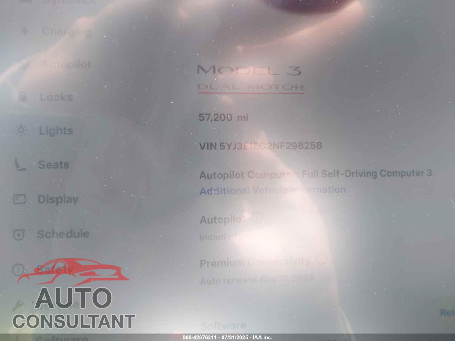 TESLA MODEL 3 2022 - 5YJ3E1EC2NF298258