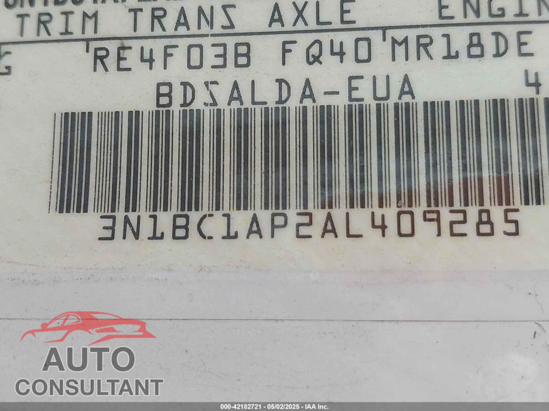 NISSAN VERSA 2010 - 3N1BC1AP2AC409285