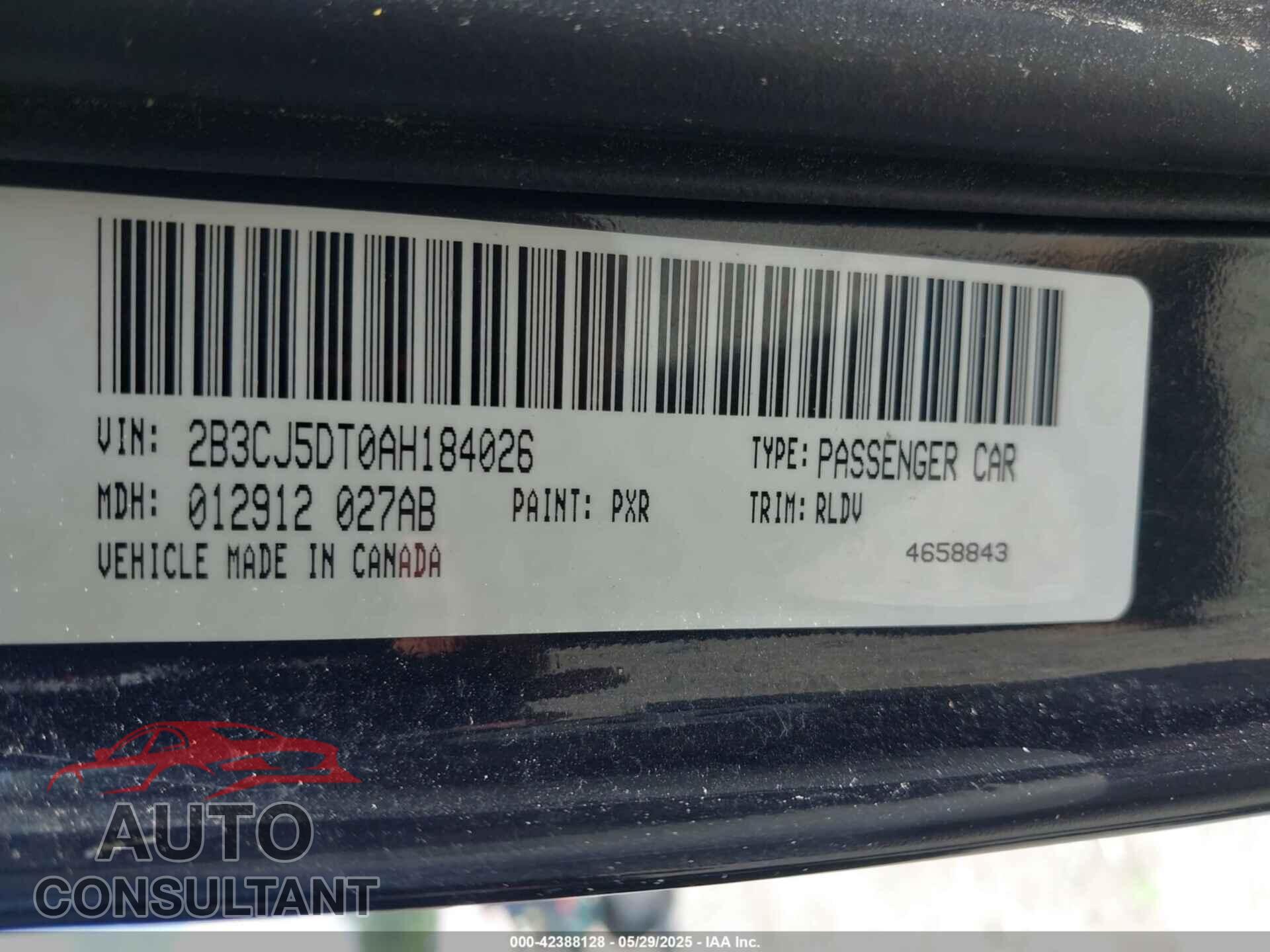 DODGE CHALLENGER 2010 - 2B3CJ5DT0AH184026