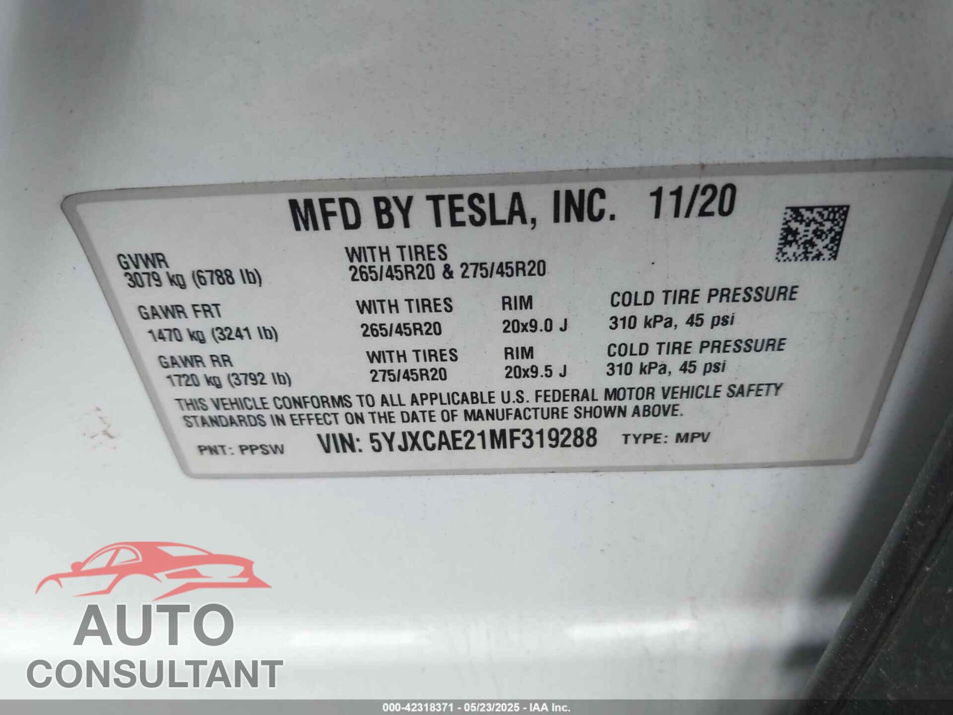 TESLA MODEL X 2021 - 5YJXCAE21MF319288