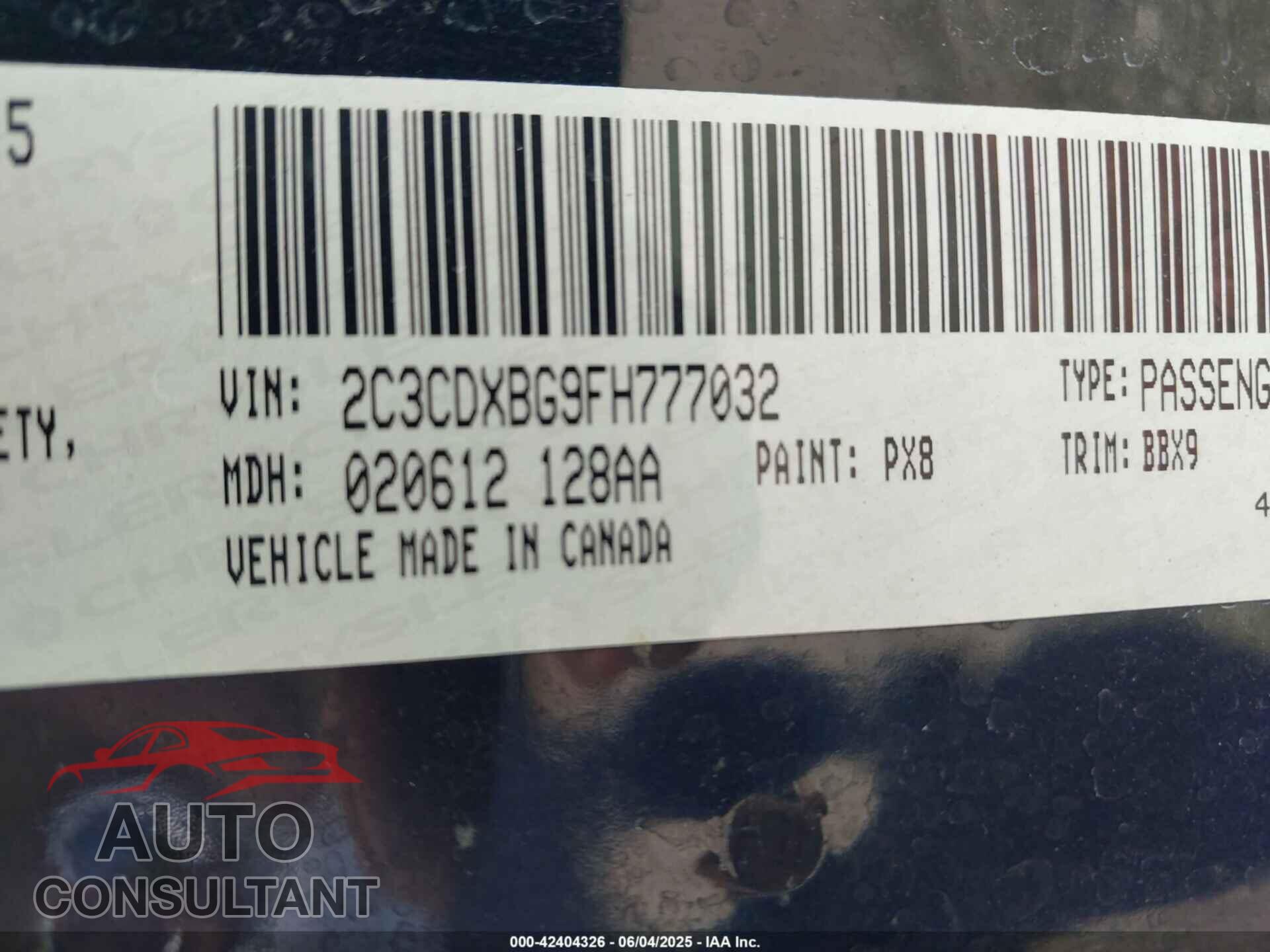 DODGE CHARGER 2015 - 2C3CDXBG9FH777032