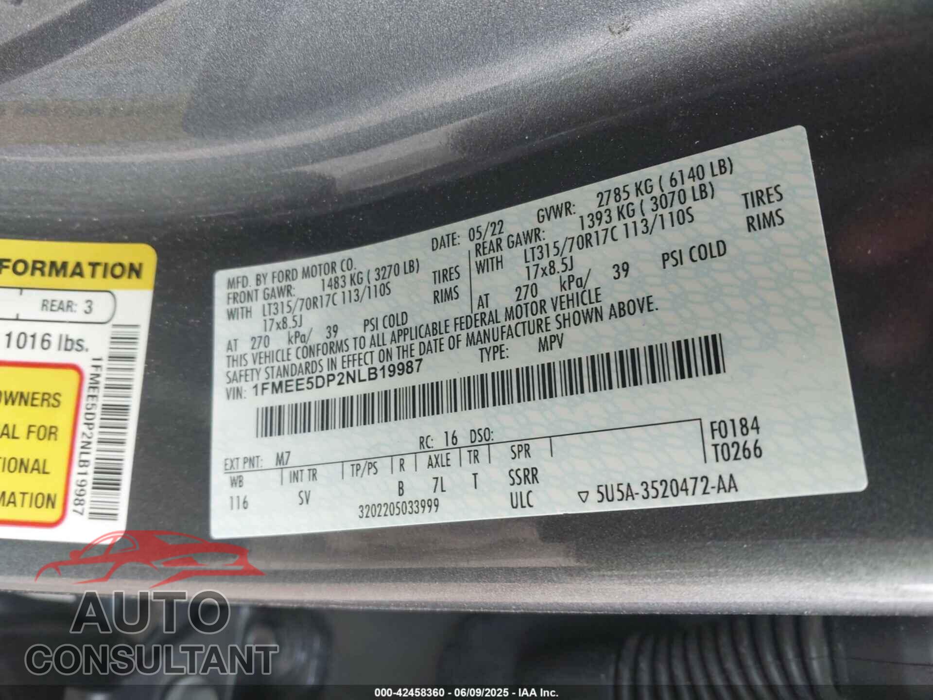 FORD BRONCO 2022 - 1FMEE5DP2NLB19987