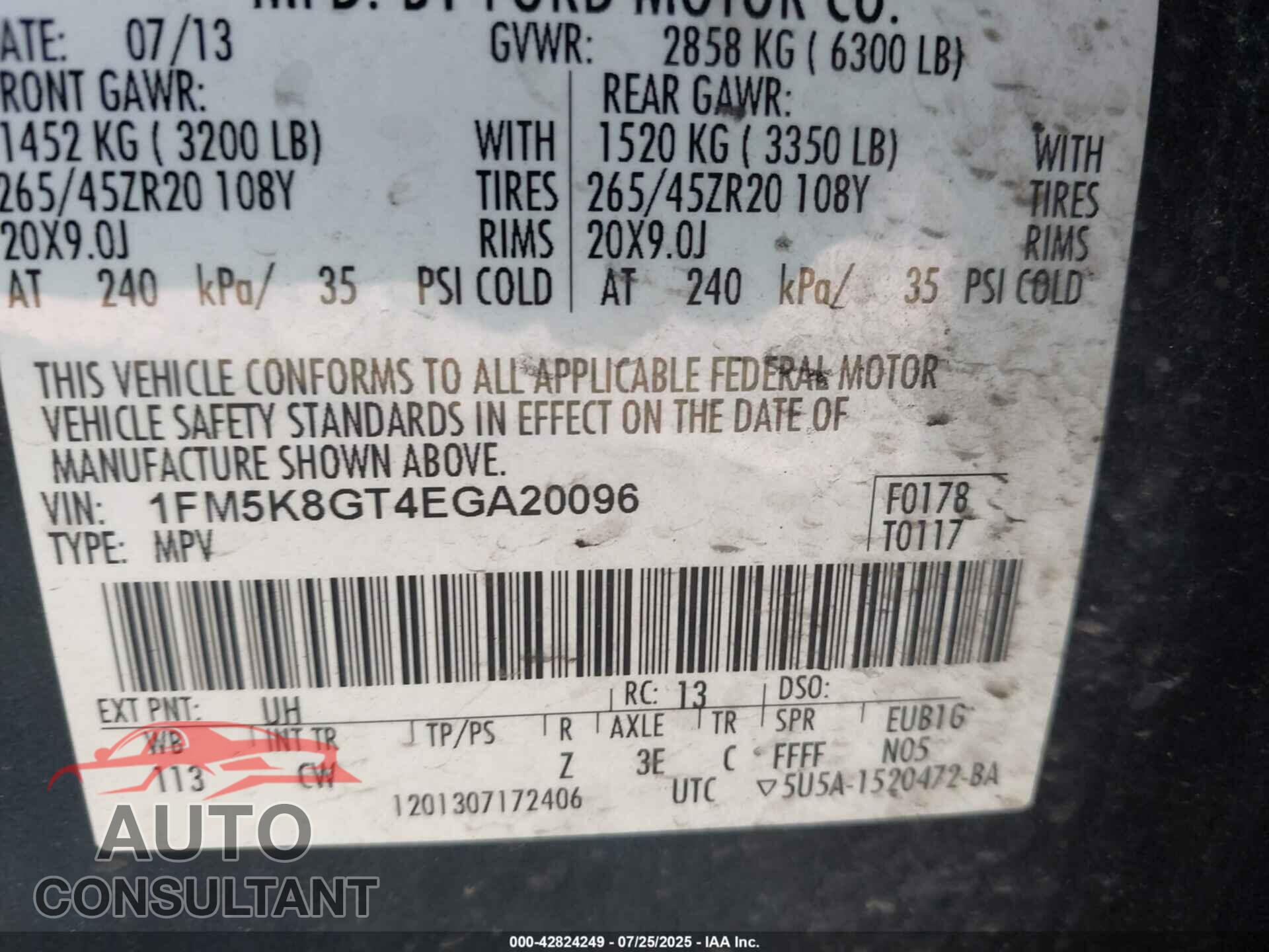 FORD EXPLORER 2014 - 1FM5K8GT4EGA20096