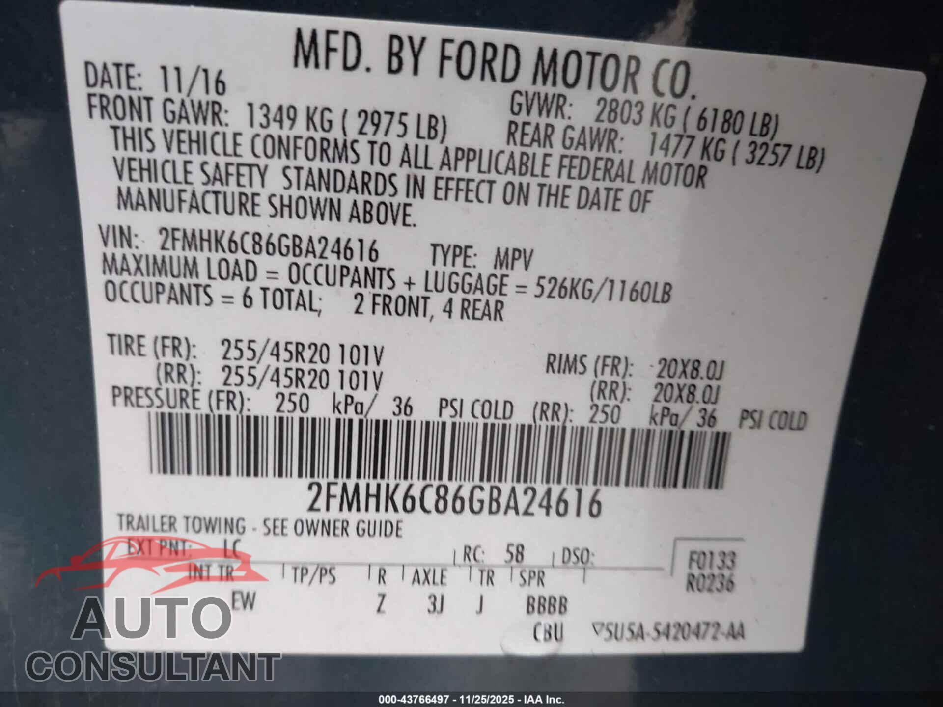 FORD FLEX 2016 - 2FMHK6C86GBA24616