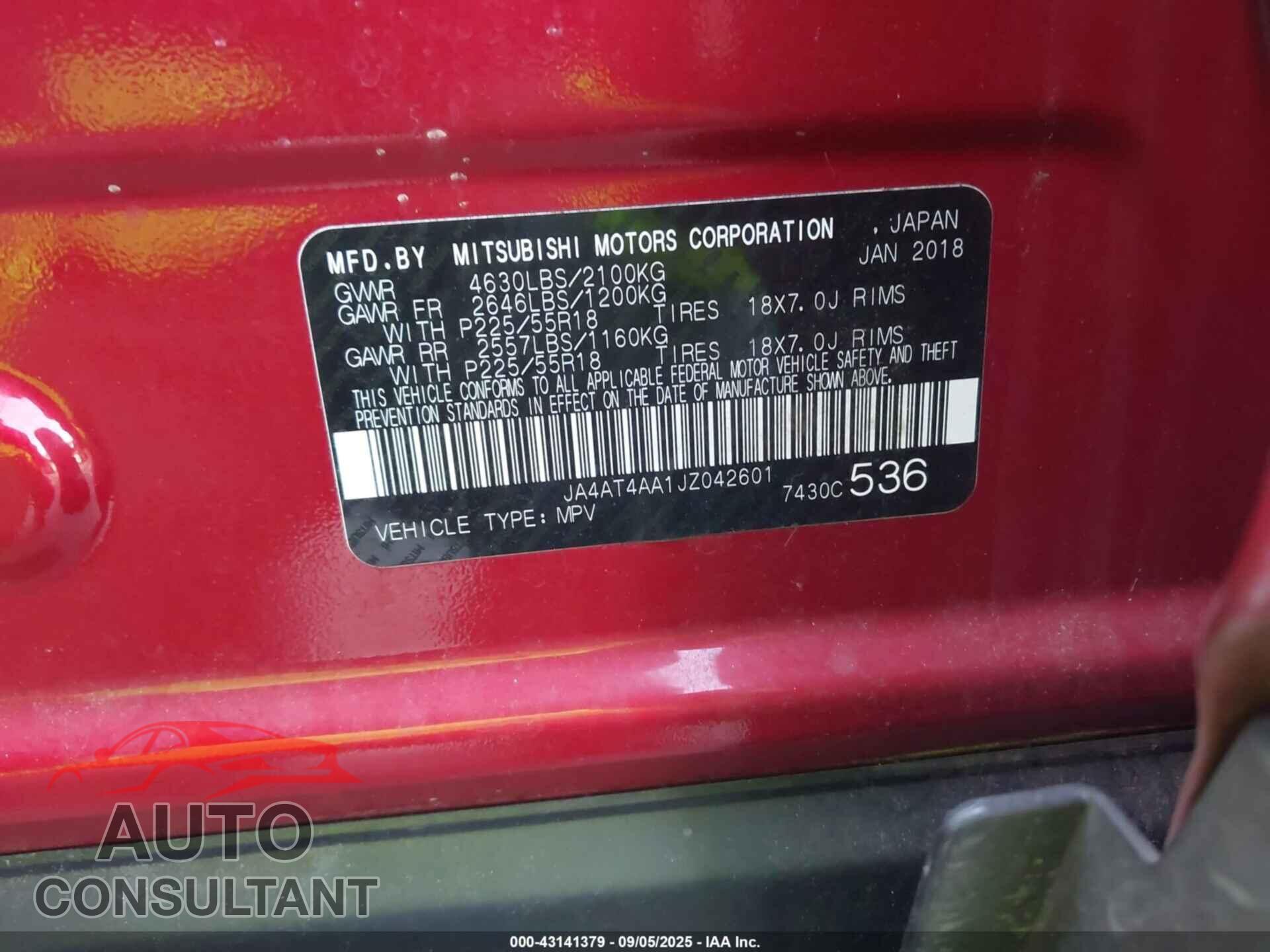 MITSUBISHI ECLIPSE CROSS 2018 - JA4AT4AA1JZ042601