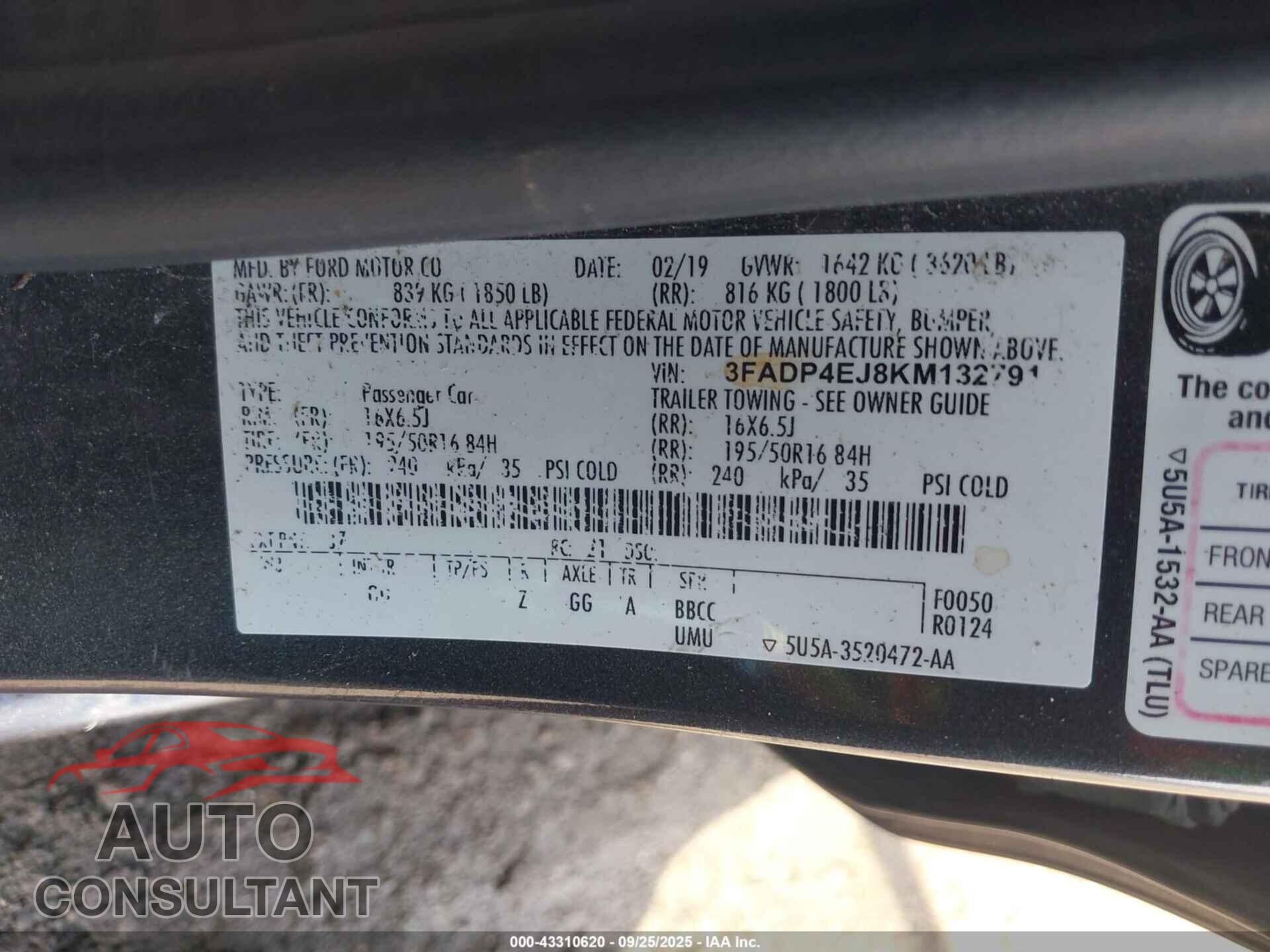 FORD FIESTA 2019 - 3FADP4EJ8KM132791