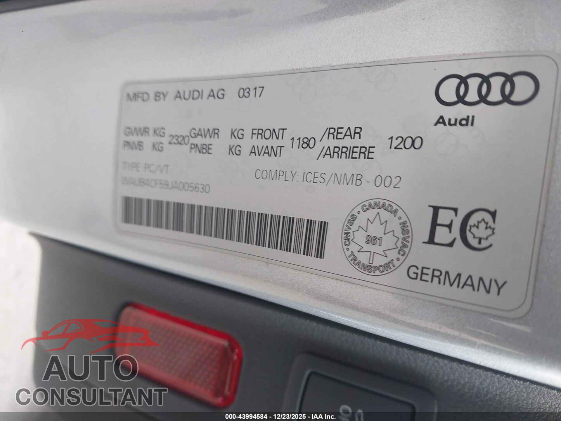 AUDI S5 2018 - WAUB4CF59JA005630