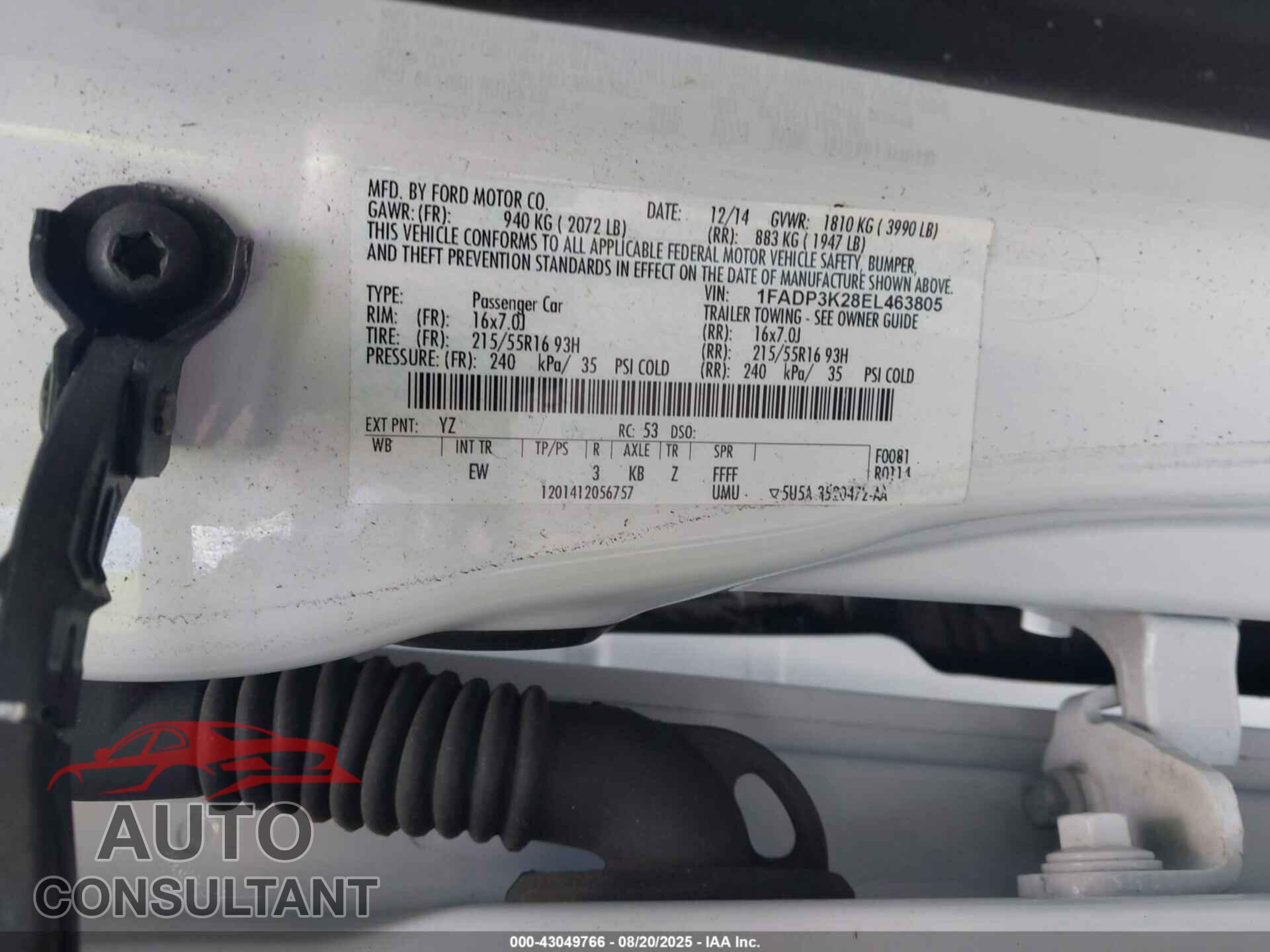 FORD FOCUS 2014 - 1FADP3K28EL463805