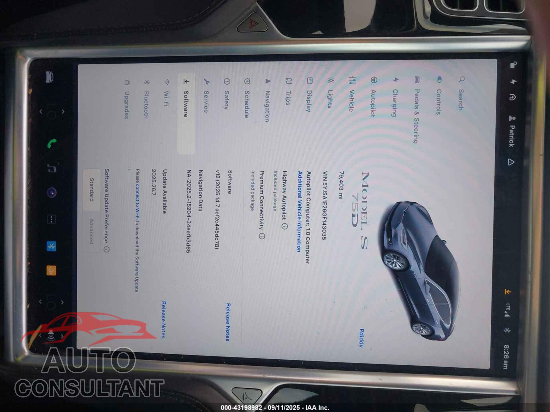 TESLA MODEL S 2016 - 5YJSA1E26GF143035