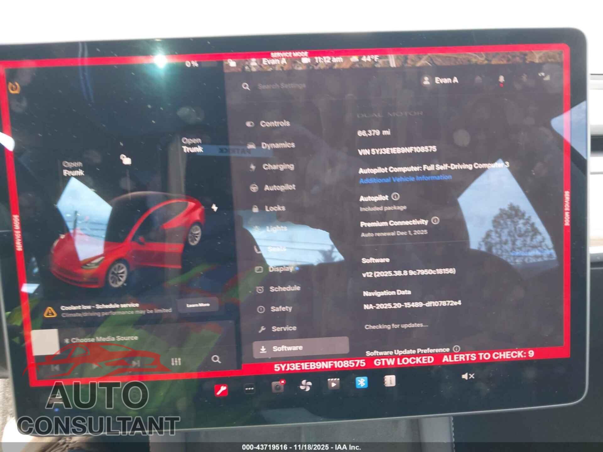 TESLA MODEL 3 2022 - 5YJ3E1EB9NF108575