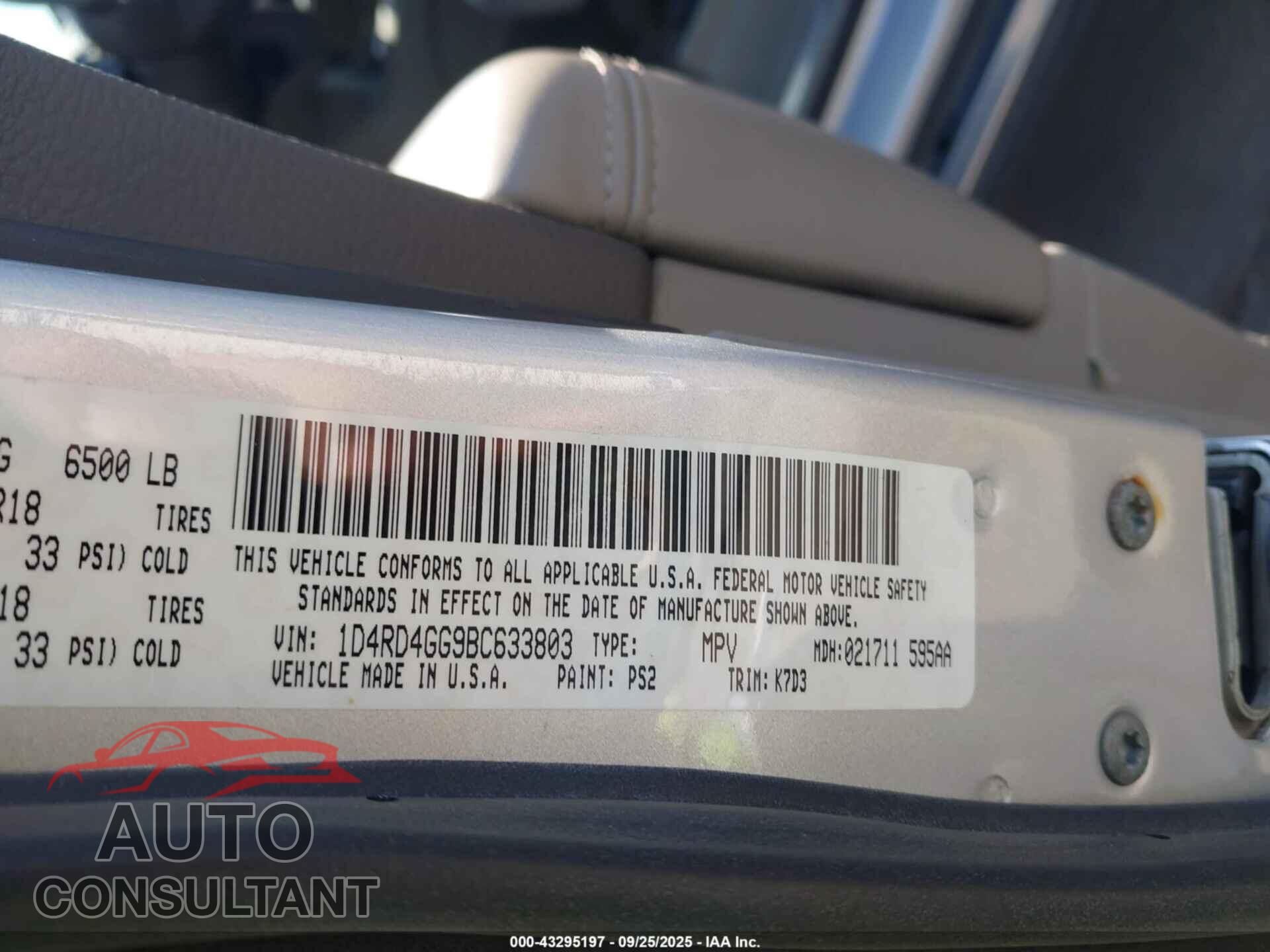 DODGE DURANGO 2011 - 1D4RD4GG9BC633803