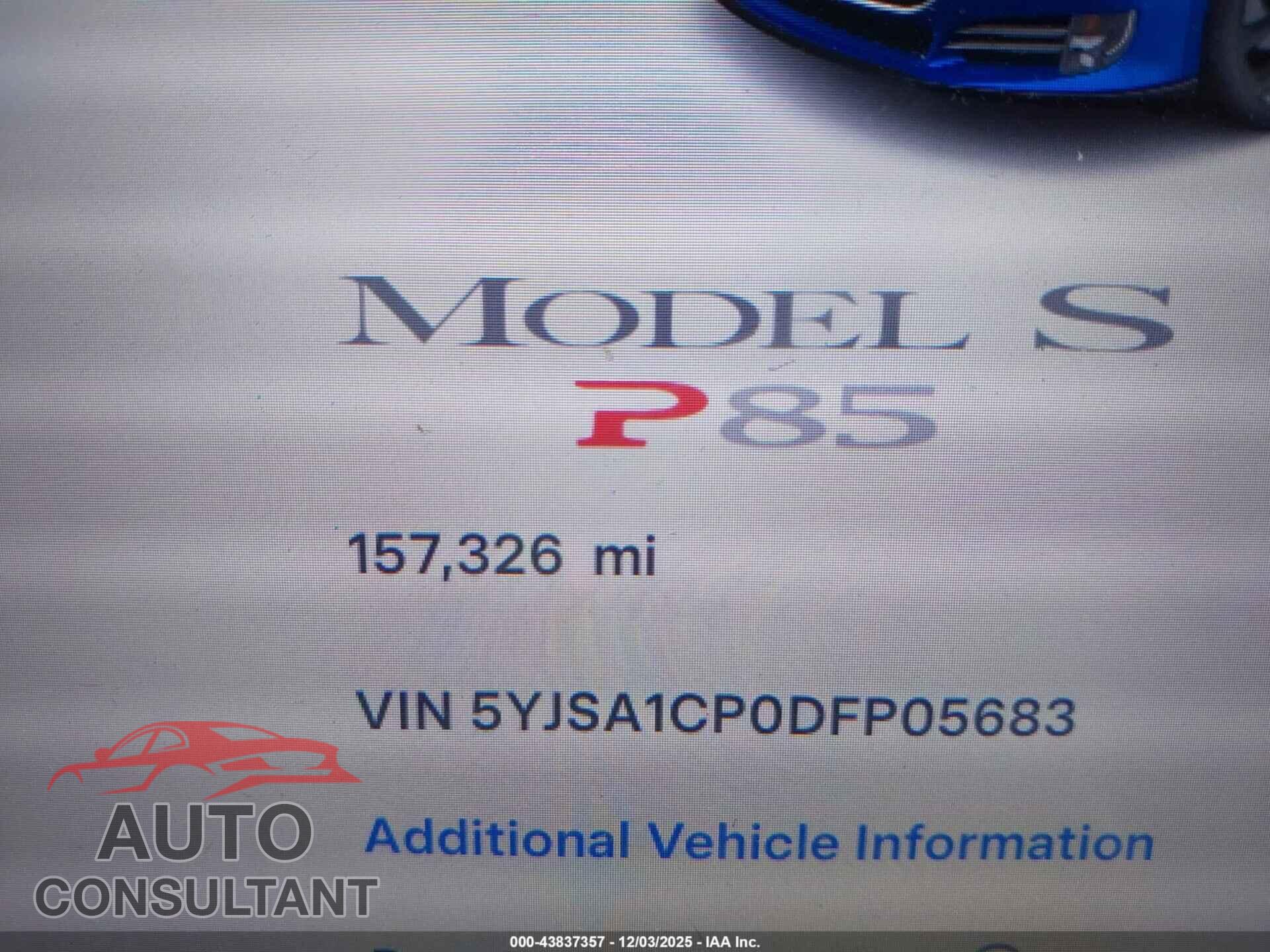 TESLA MODEL S 2013 - 5YJSA1CP0DFP05683