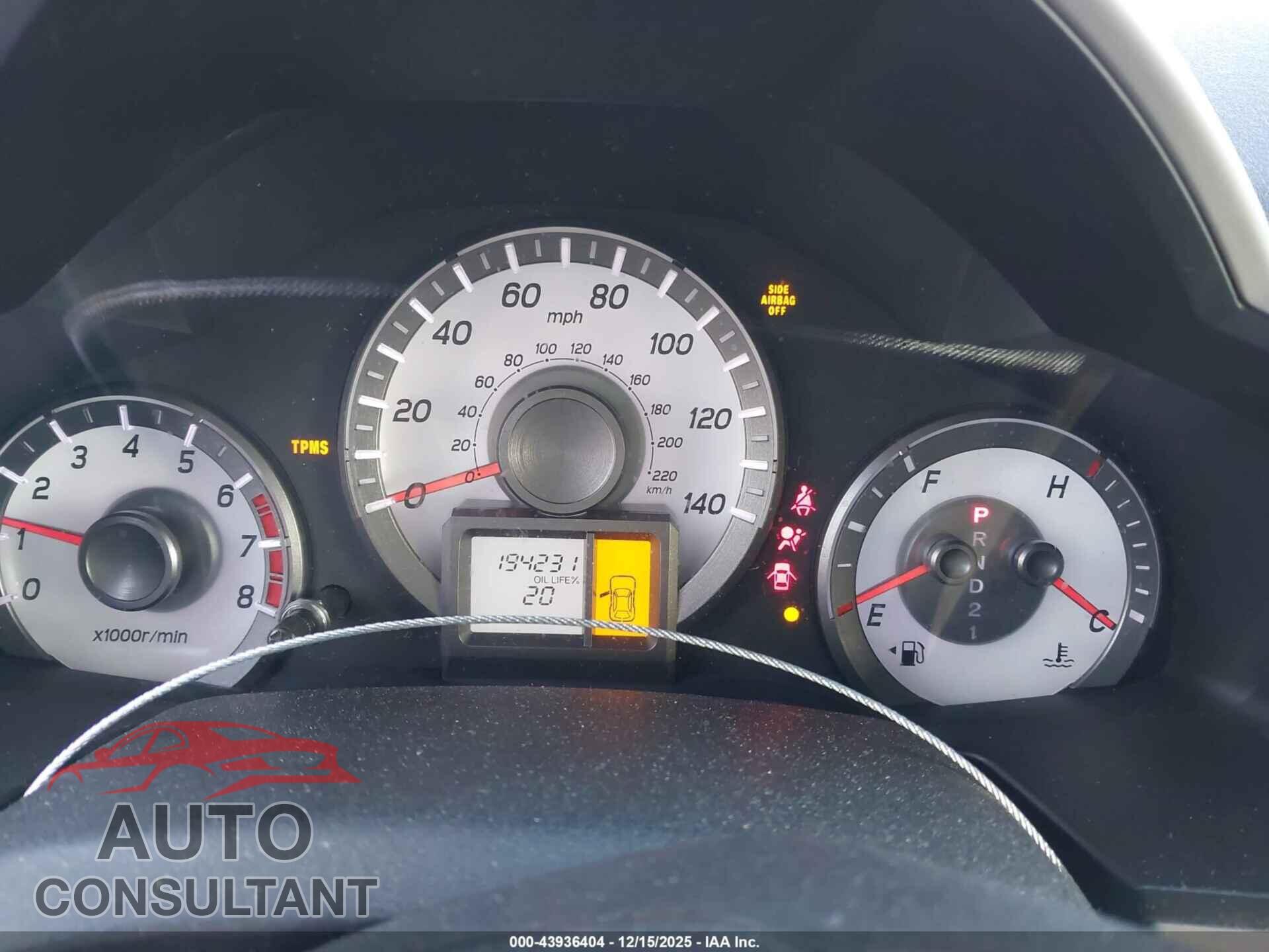 HONDA PILOT 2012 - 5FNYF4H24CB005464