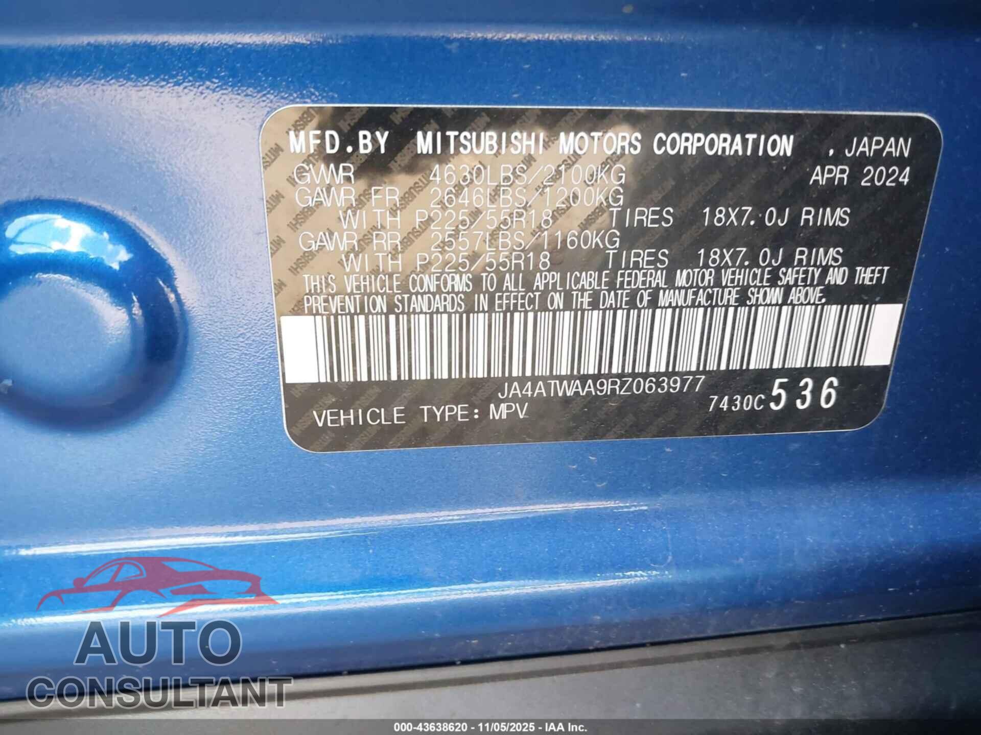 MITSUBISHI ECLIPSE CROSS 2024 - JA4ATWAA9RZ063977
