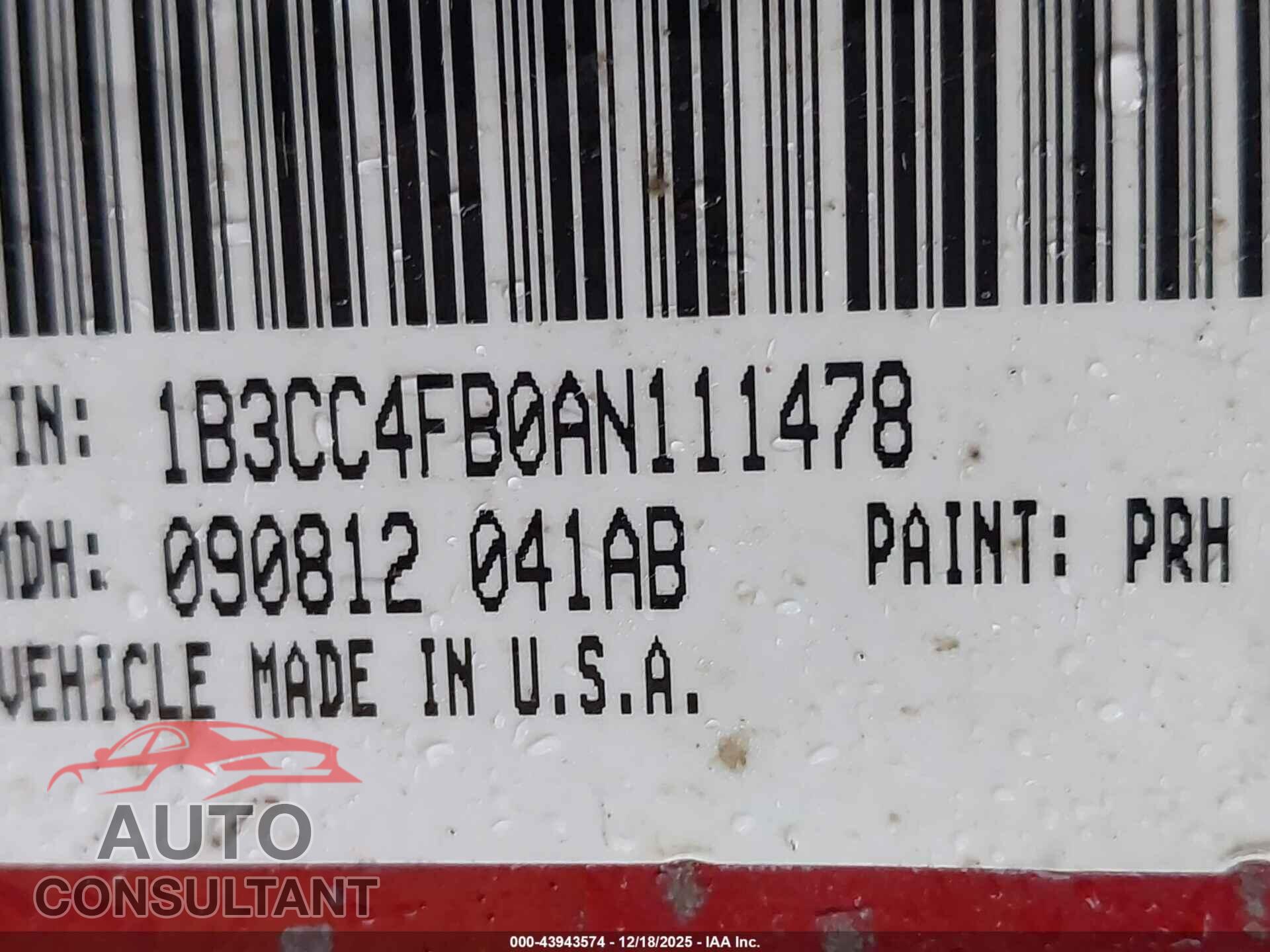 DODGE AVENGER 2010 - 1B3CC4FB0AN111478