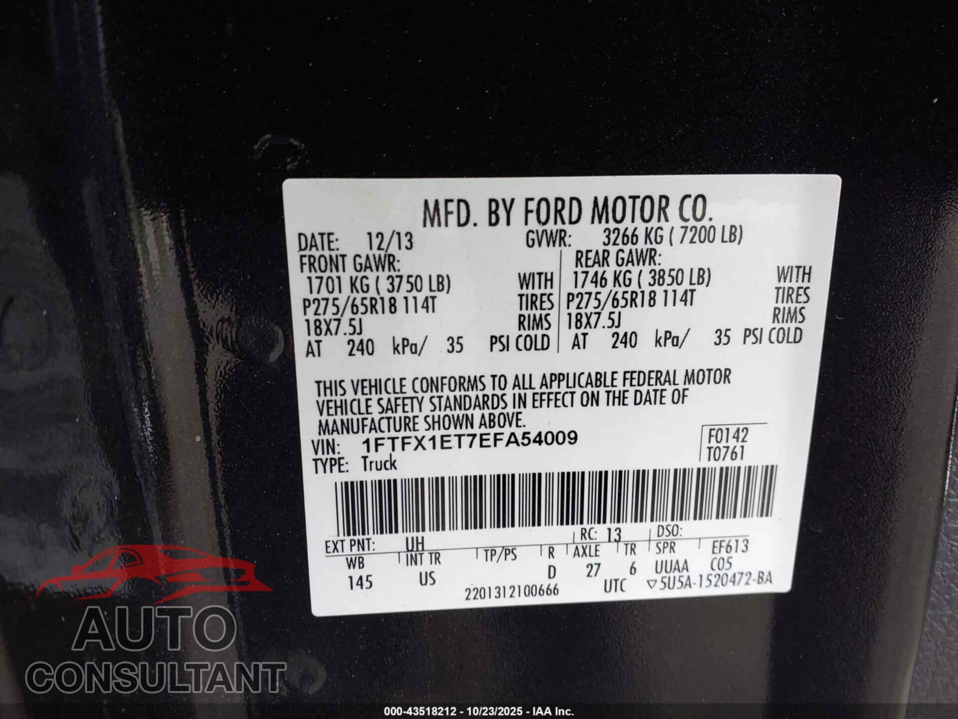 FORD F-150 2014 - 1FTFX1ET7EFA54009
