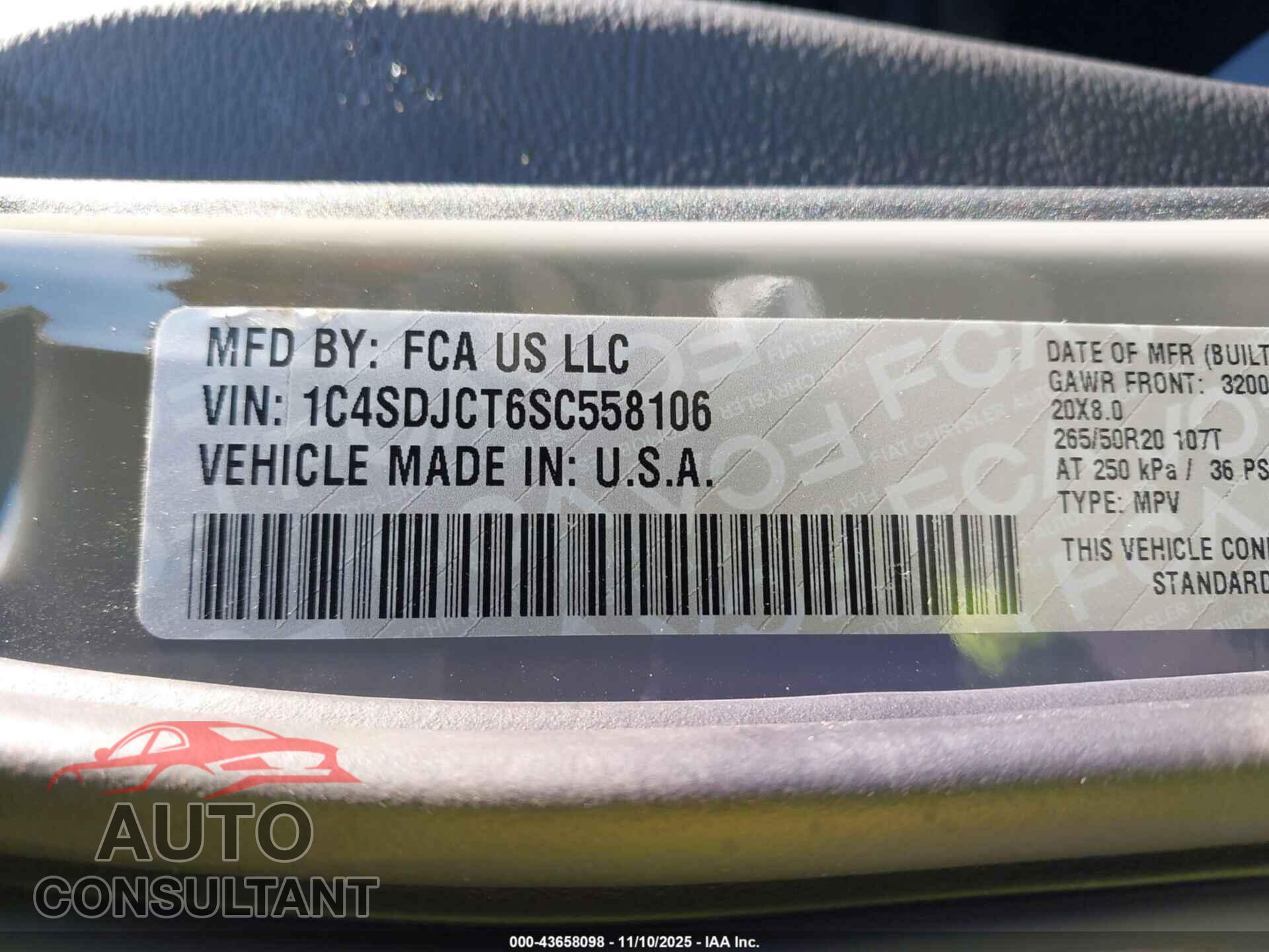 DODGE DURANGO 2025 - 1C4SDJCT6SC558106