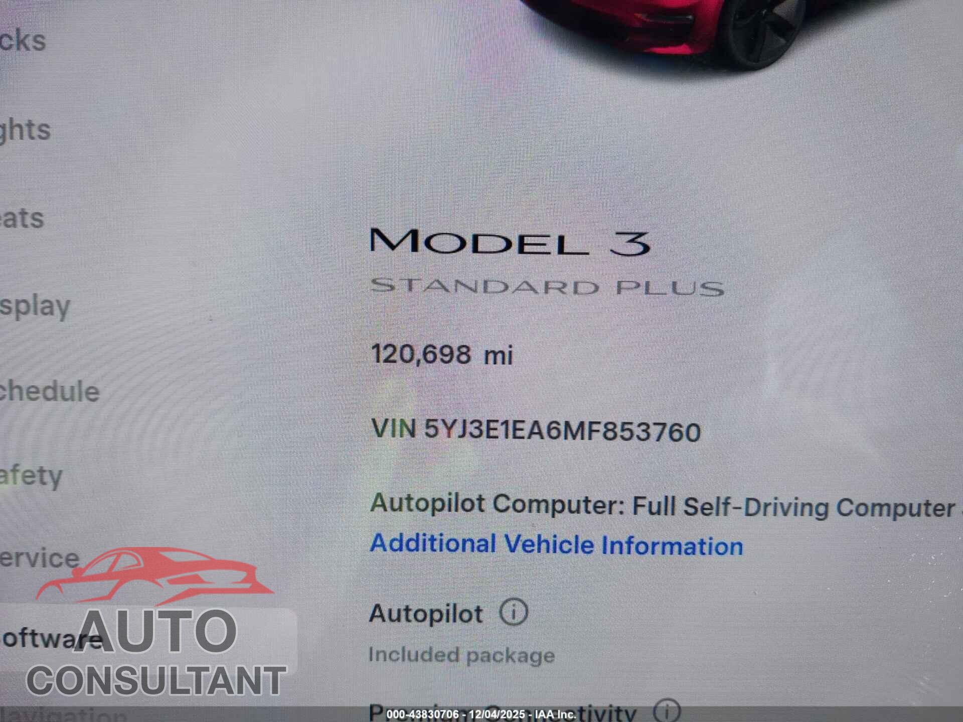 TESLA MODEL 3 2021 - 5YJ3E1EA6MF853760